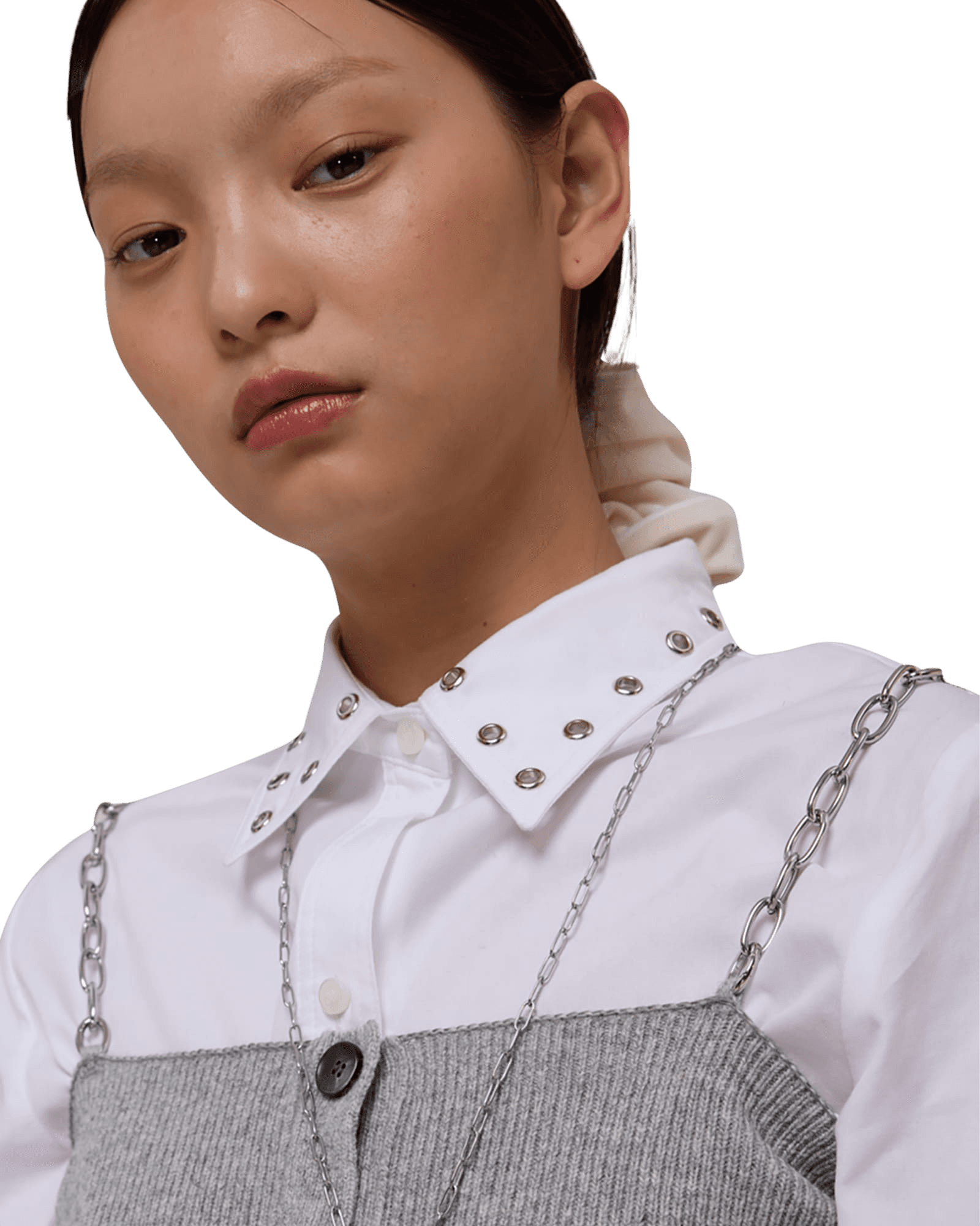 Detachable Chain Strap Wool Knitted Top (Black) — vue 8