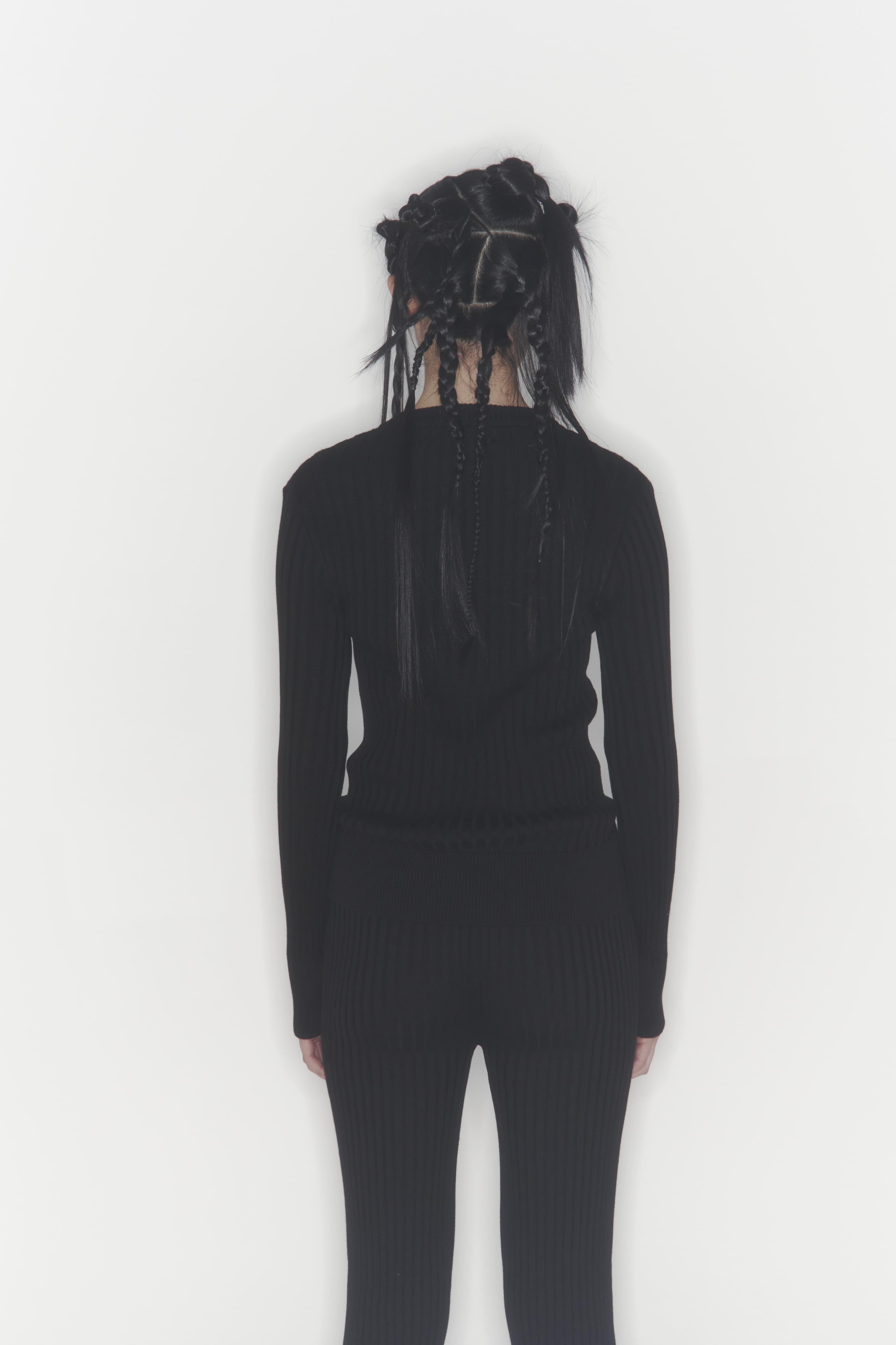 Ribbed Knit Sweater (Black) — vue 2