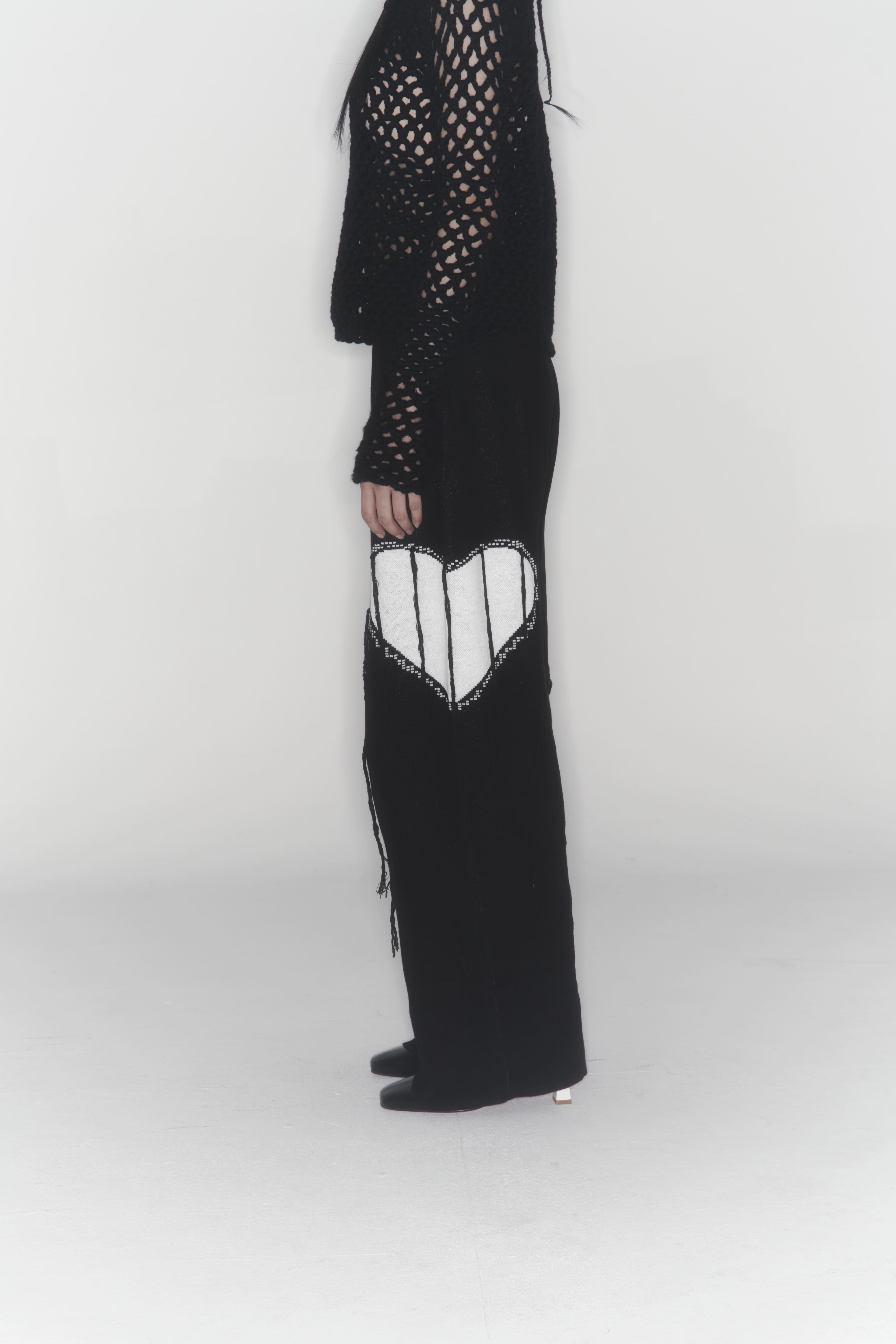 Heart Knit Pants (Black) — vue 3