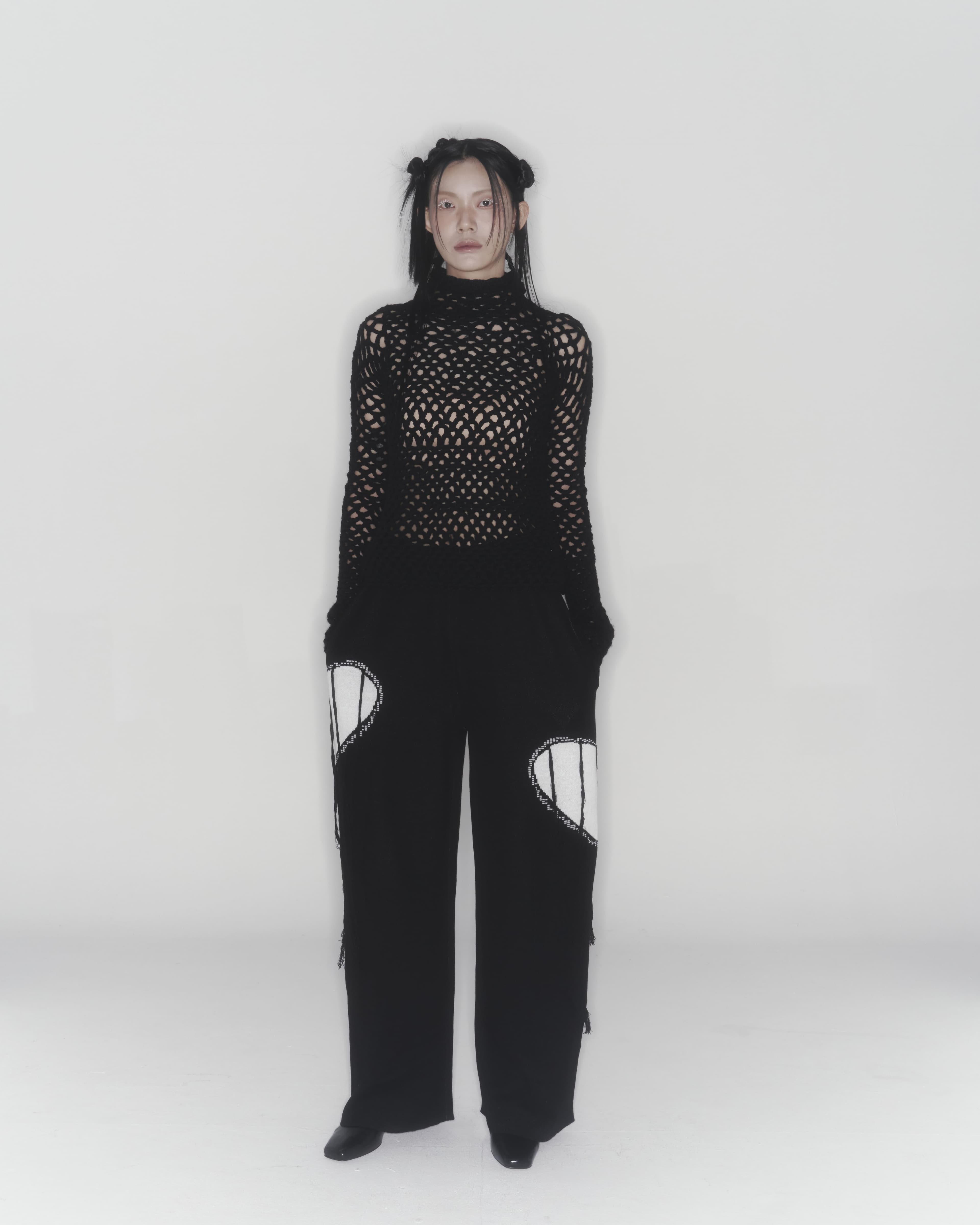 Heart Knit Pants (Black) — vue 8