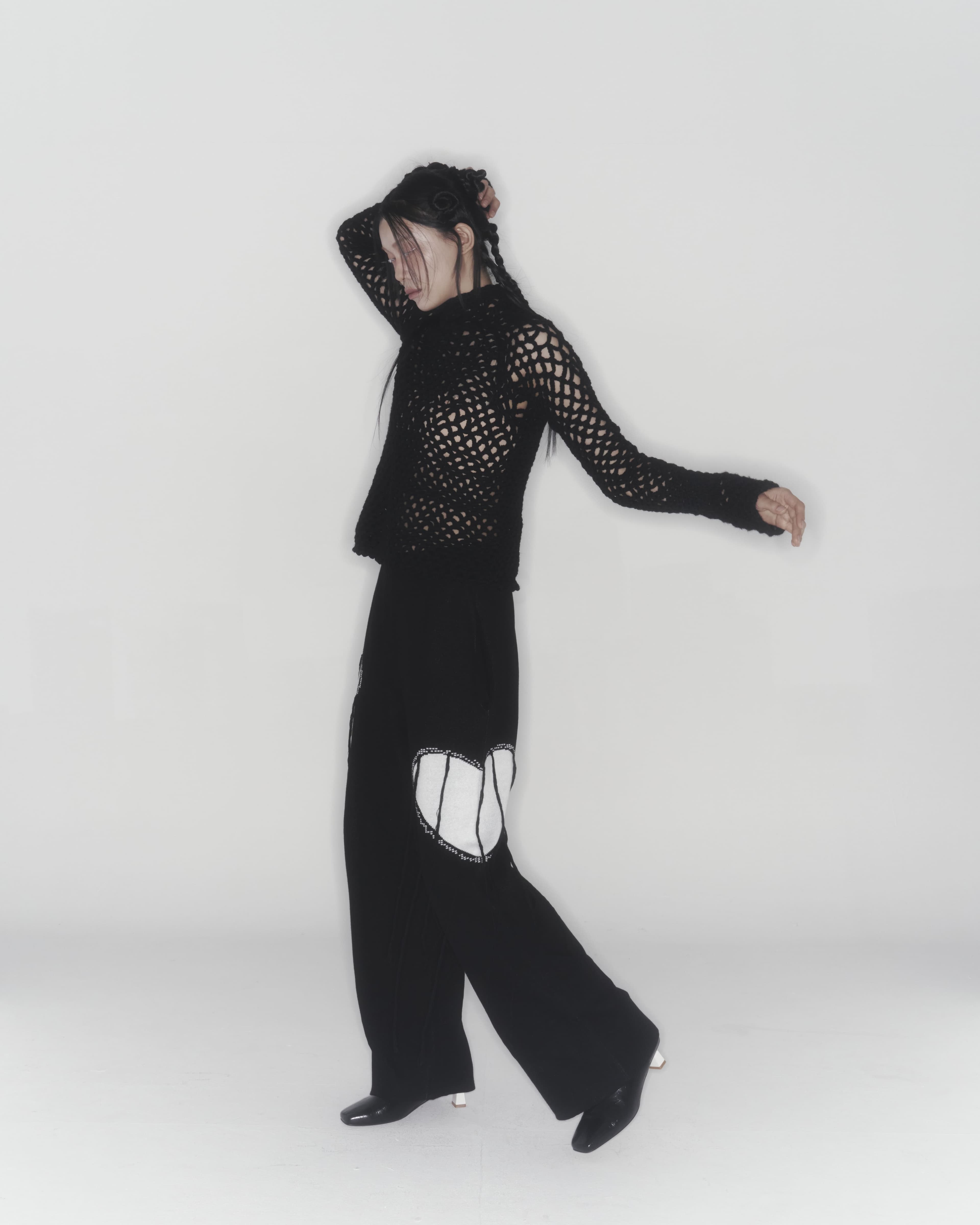 Heart Knit Pants (Black) — vue 10