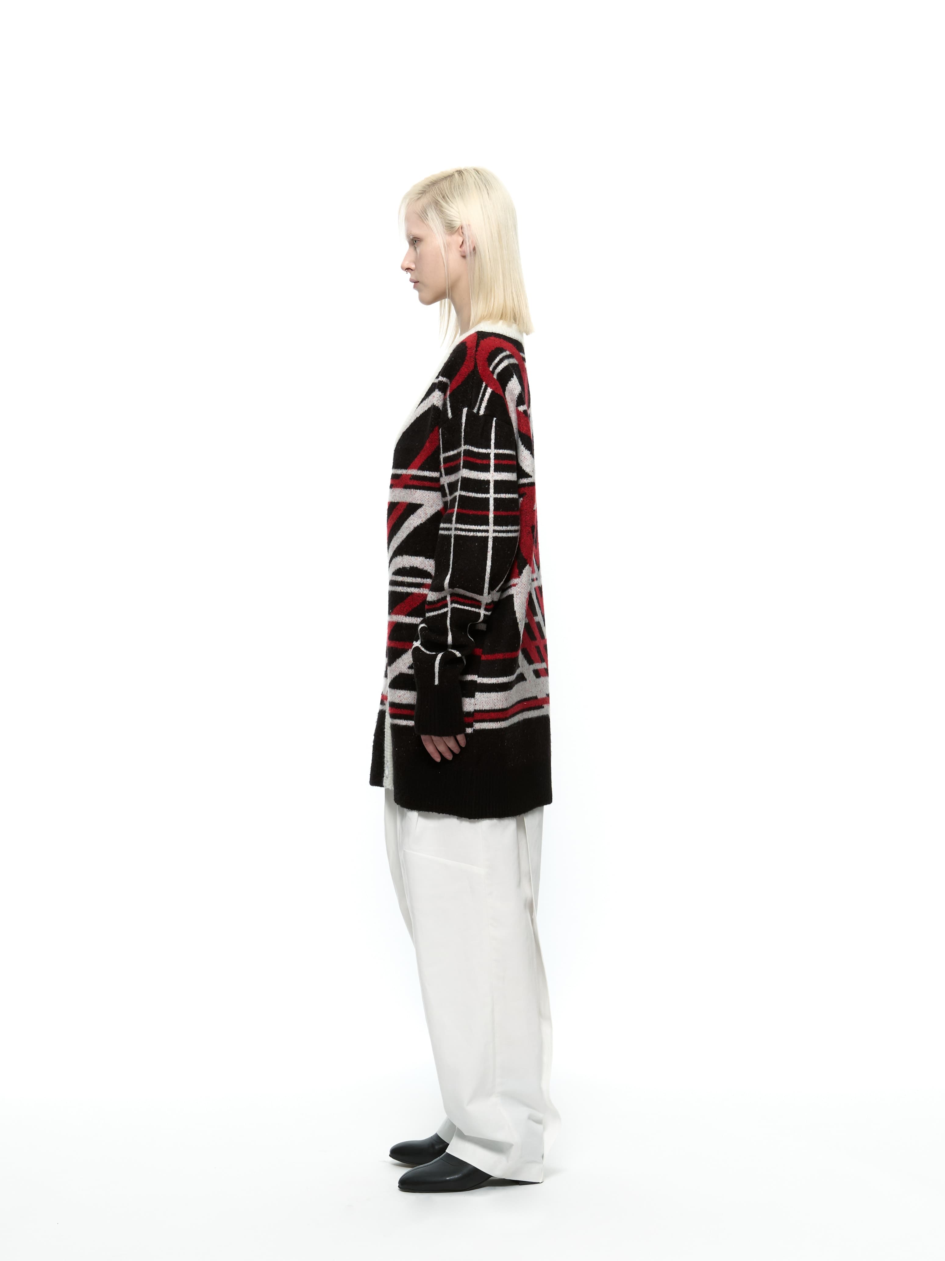 Heart Graphic Knit Cardigan (Red) — vue 2