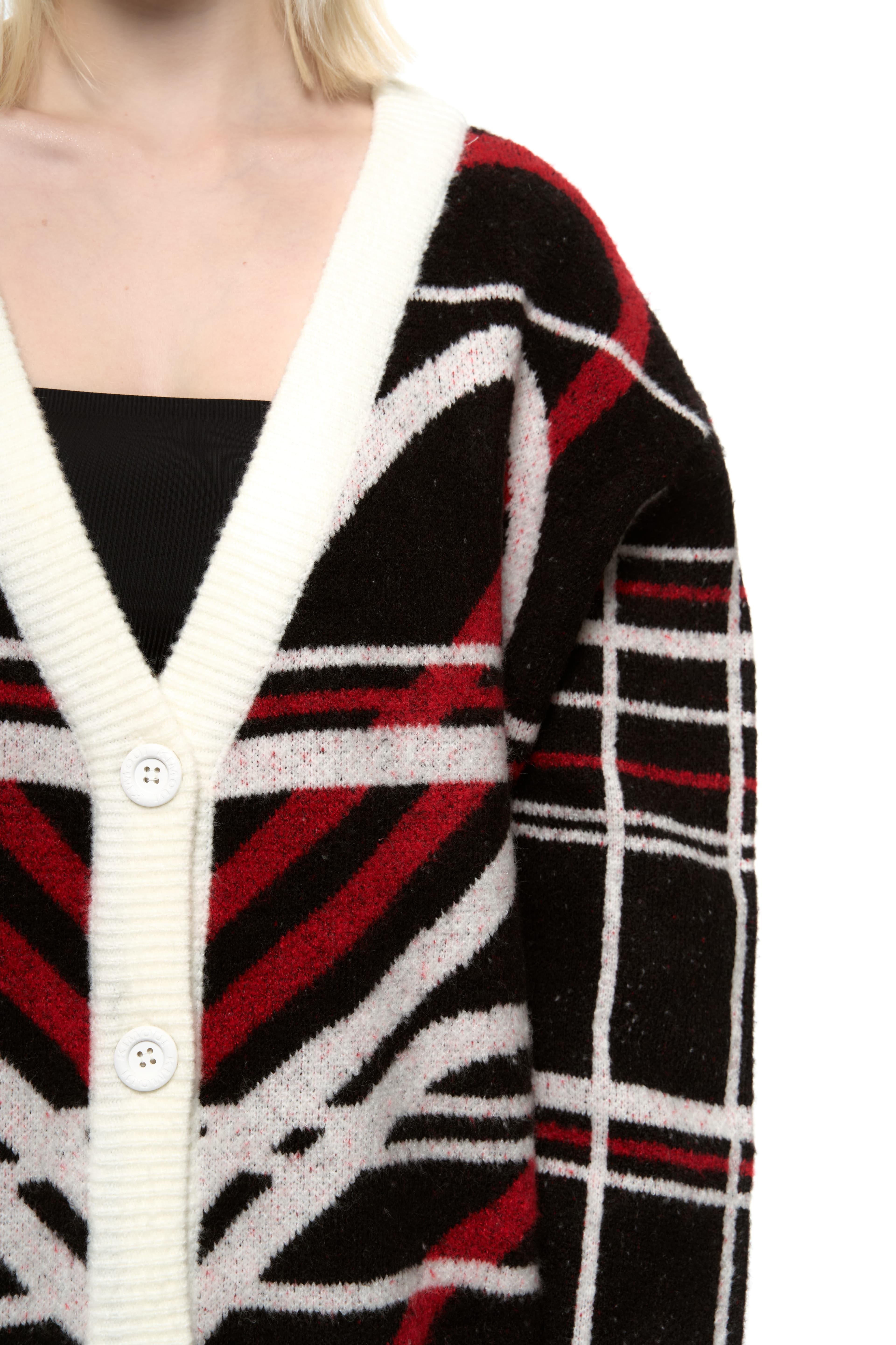 Heart Graphic Knit Cardigan (Red) — vue 12