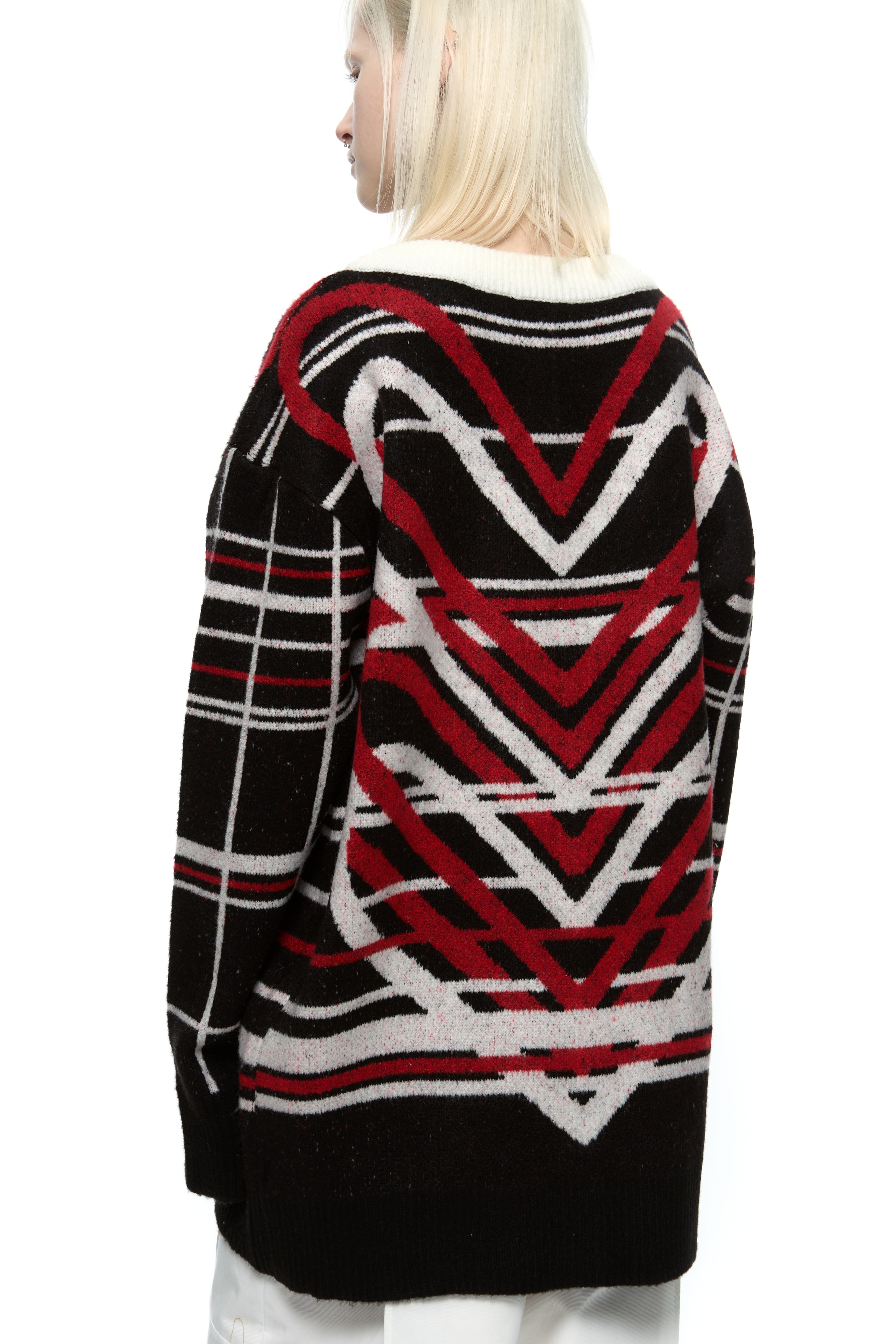 Heart Graphic Knit Cardigan (Red) — vue 15