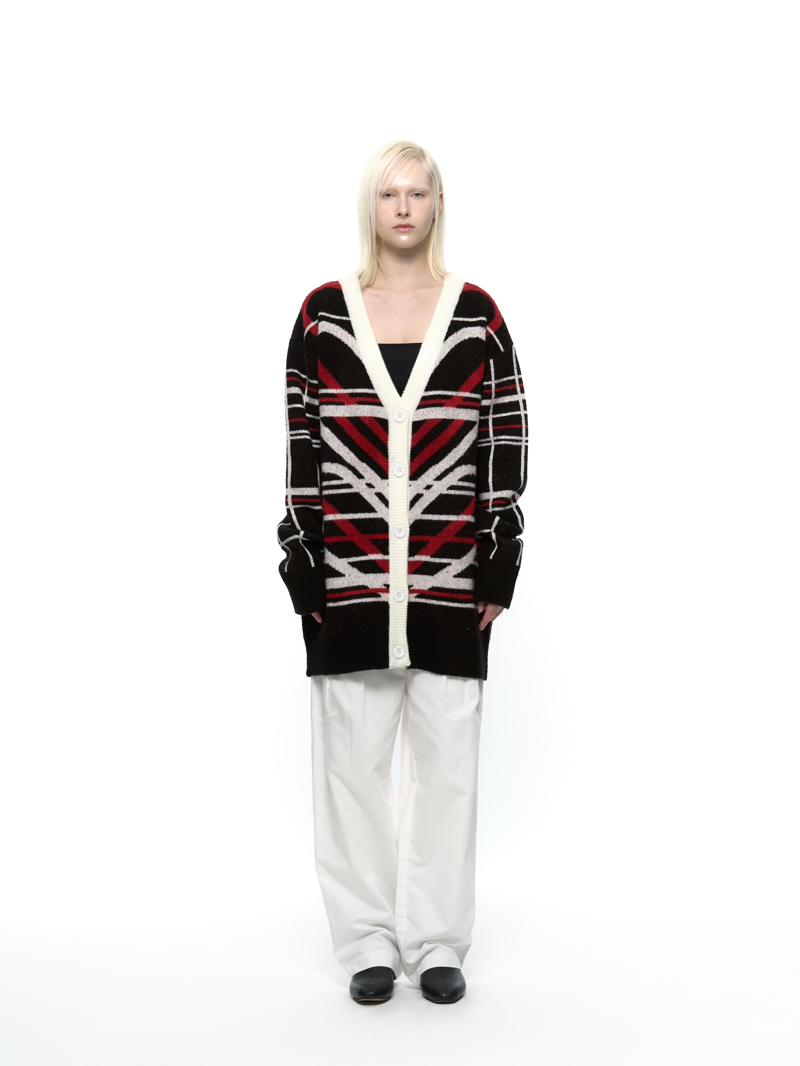 Heart Graphic Knit Cardigan (Red)