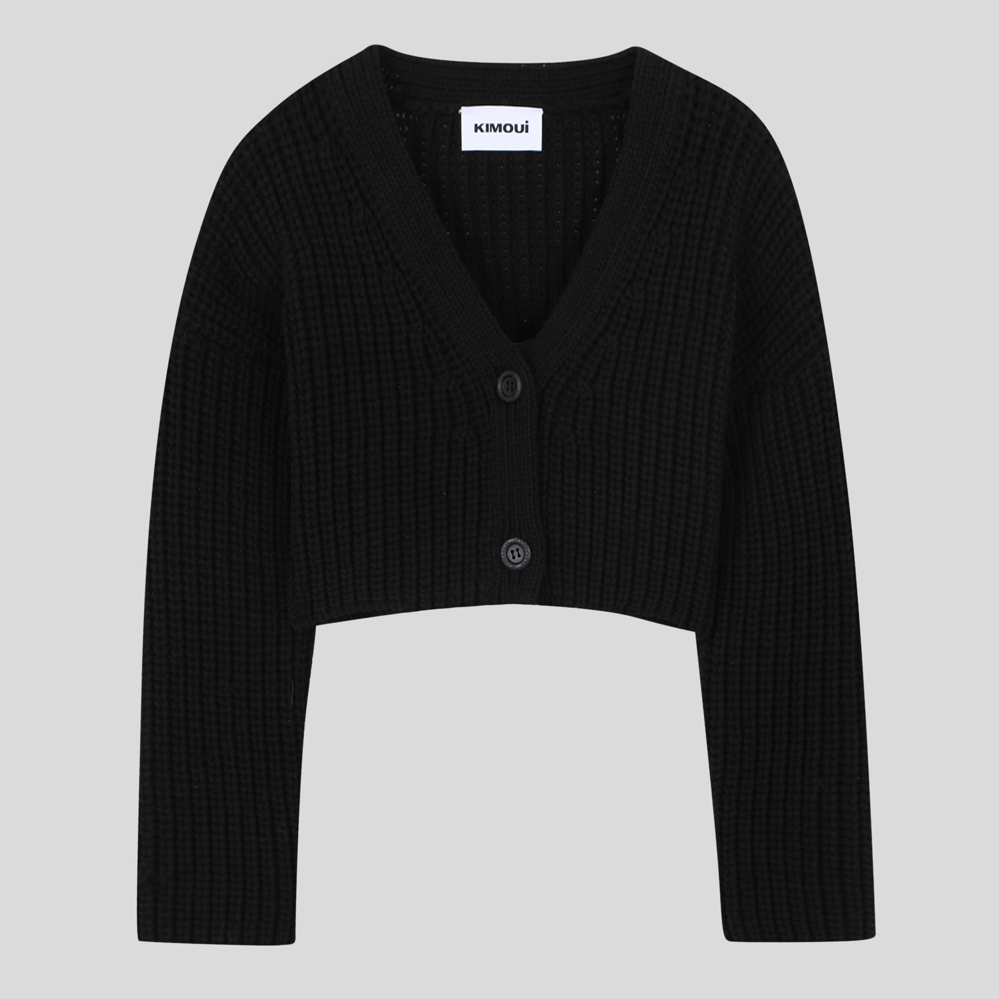Heart Crop Cardigan (Black) — vue 4