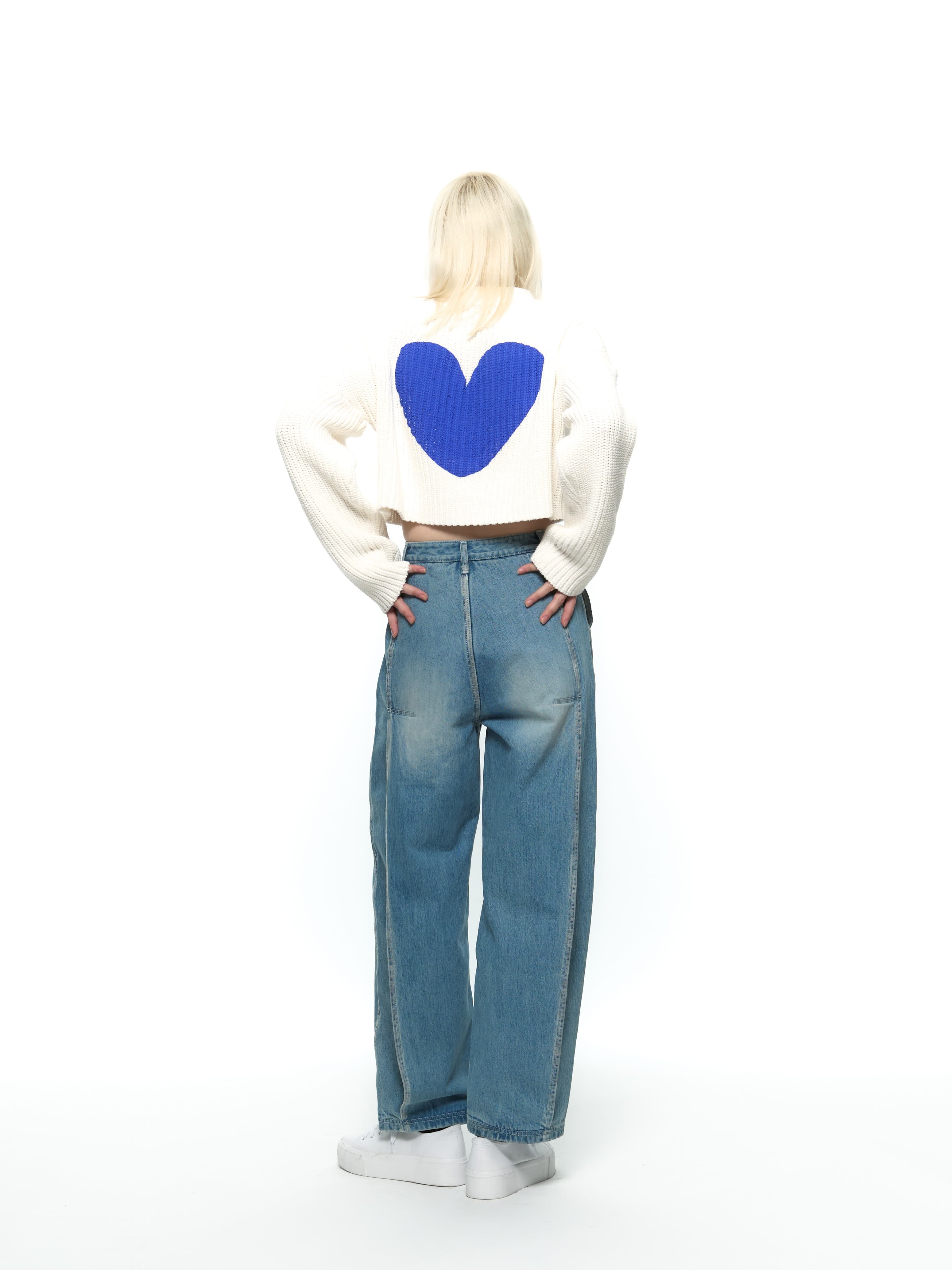 Heart Crop Cardigan (Blue) — vue 14
