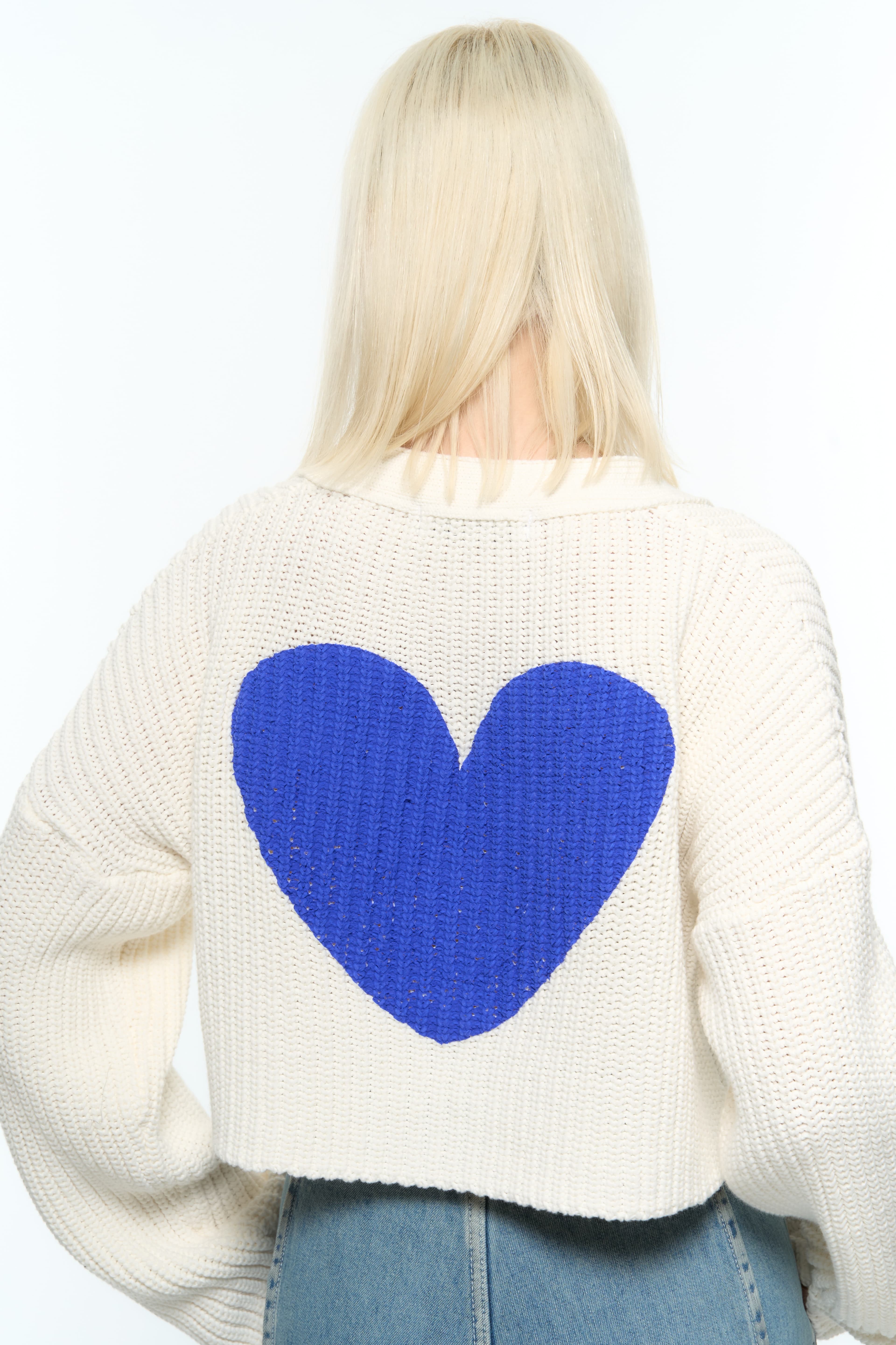 Heart Crop Cardigan (Blue) — vue 8