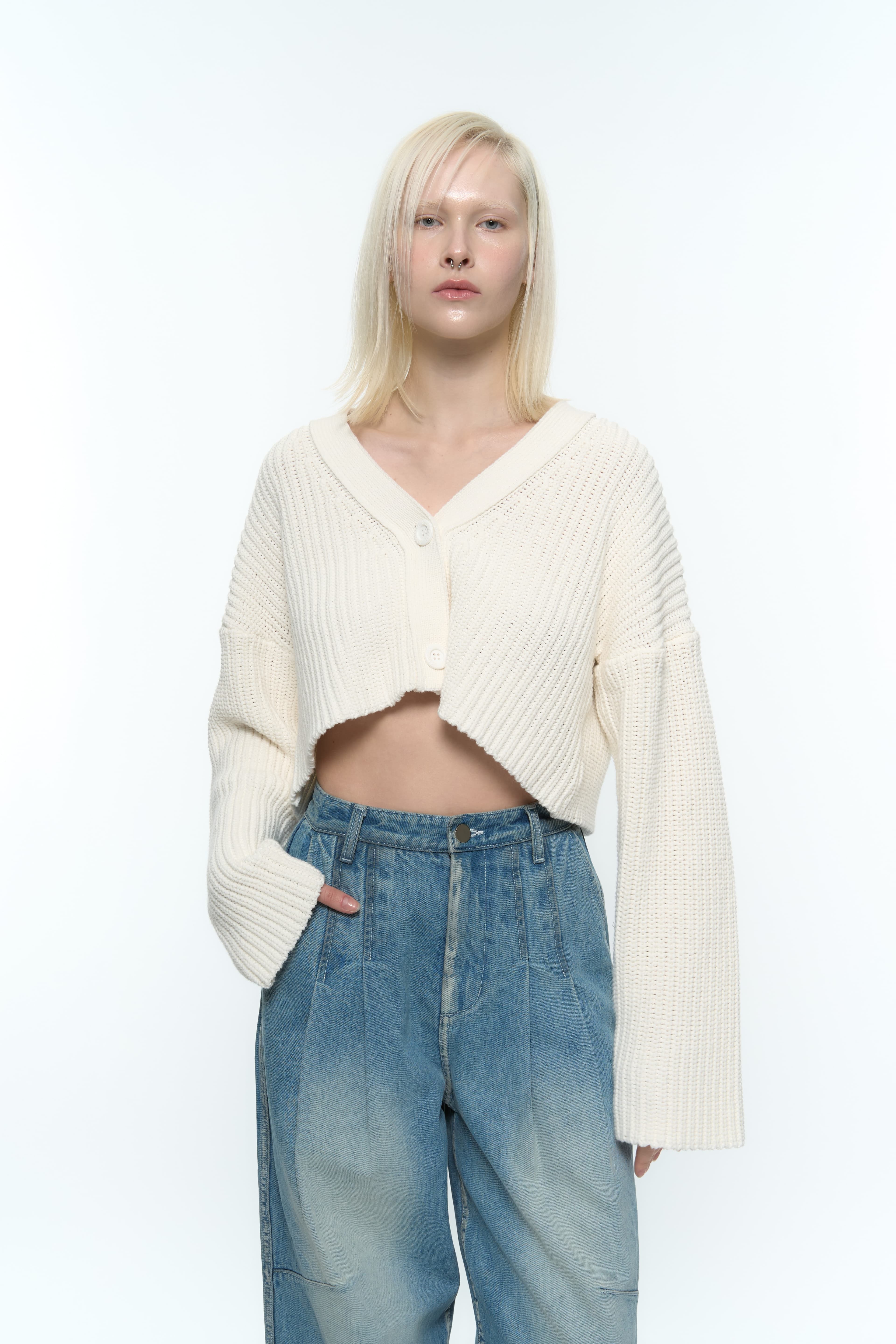 Heart Crop Cardigan (Blue) — vue 10