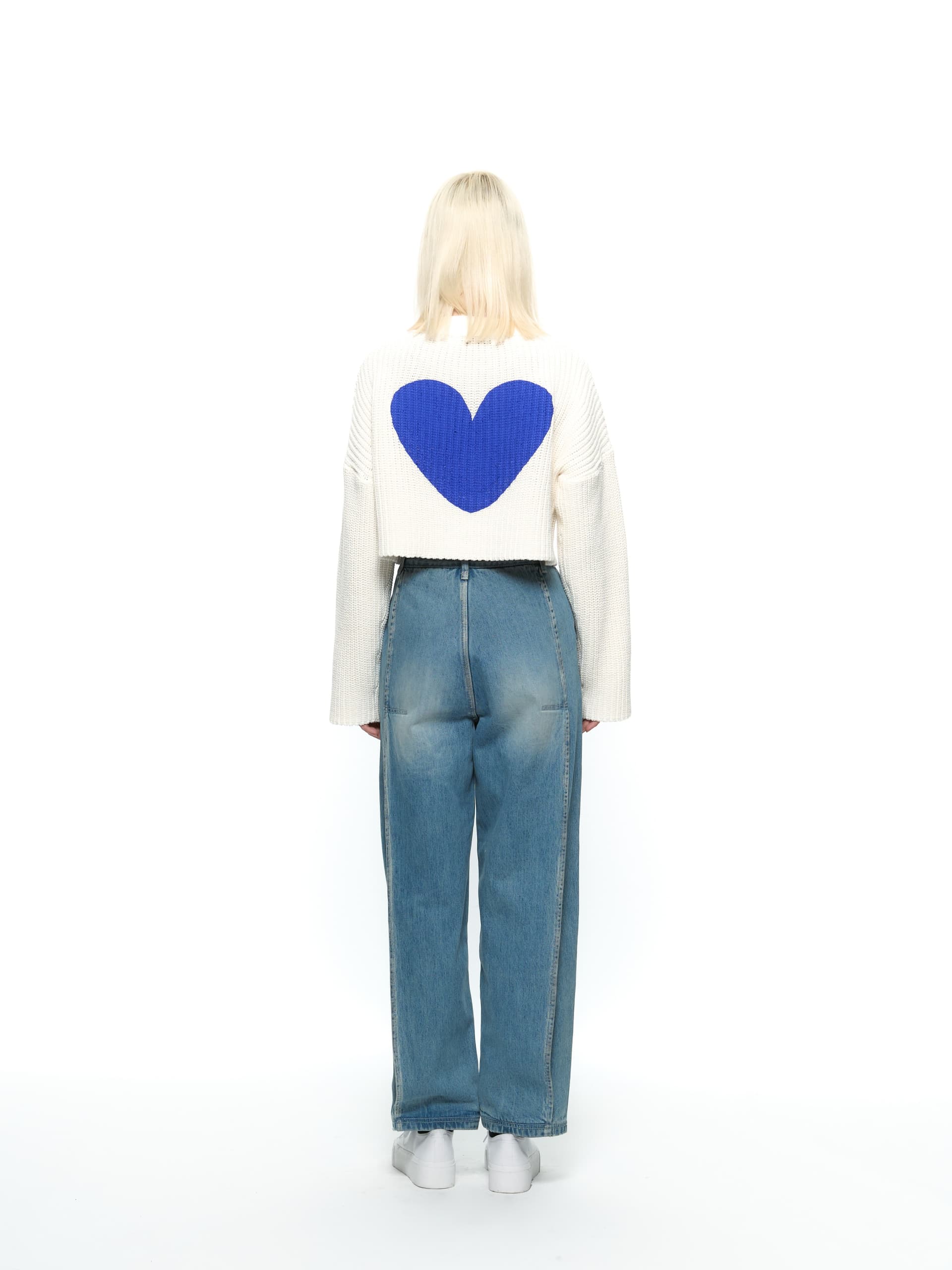 Heart Crop Cardigan (Blue)