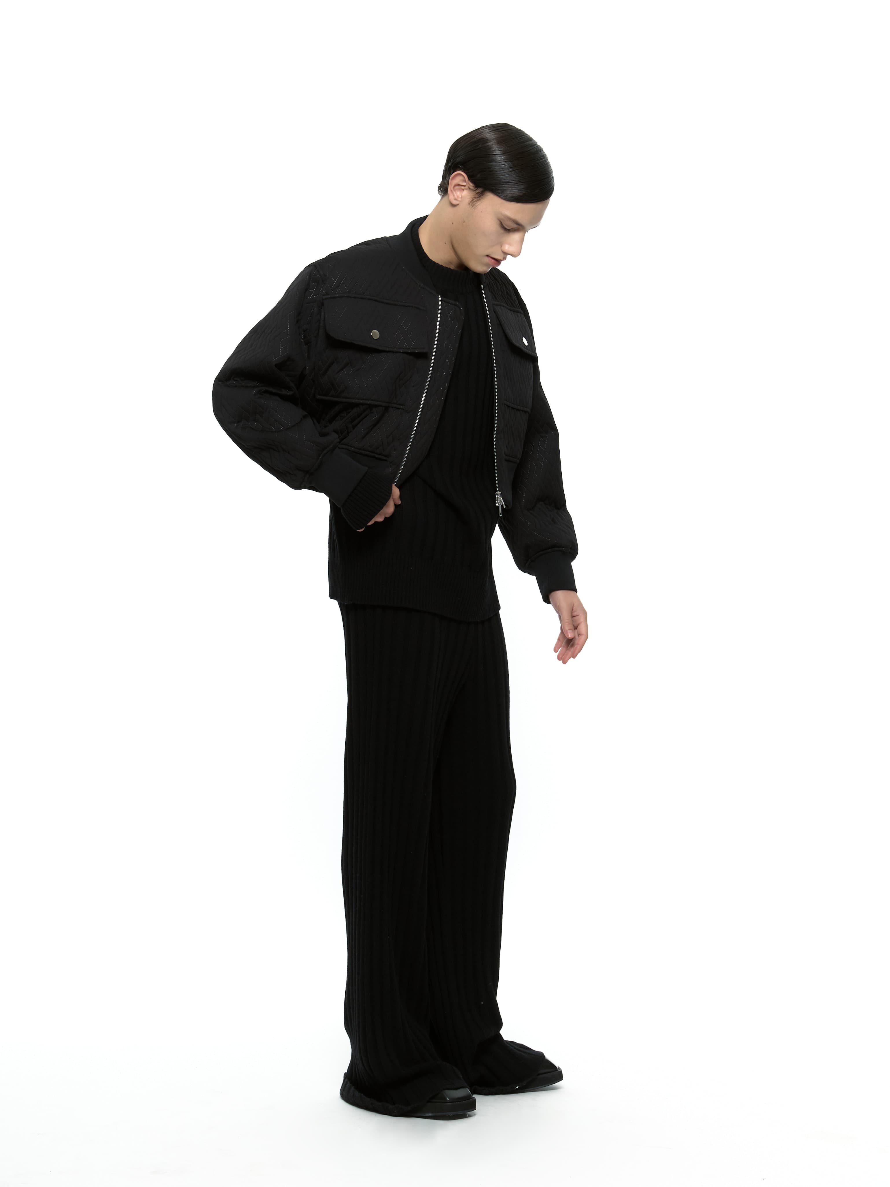 Quilted Crop Blouson Jacket (Black) — vue 11