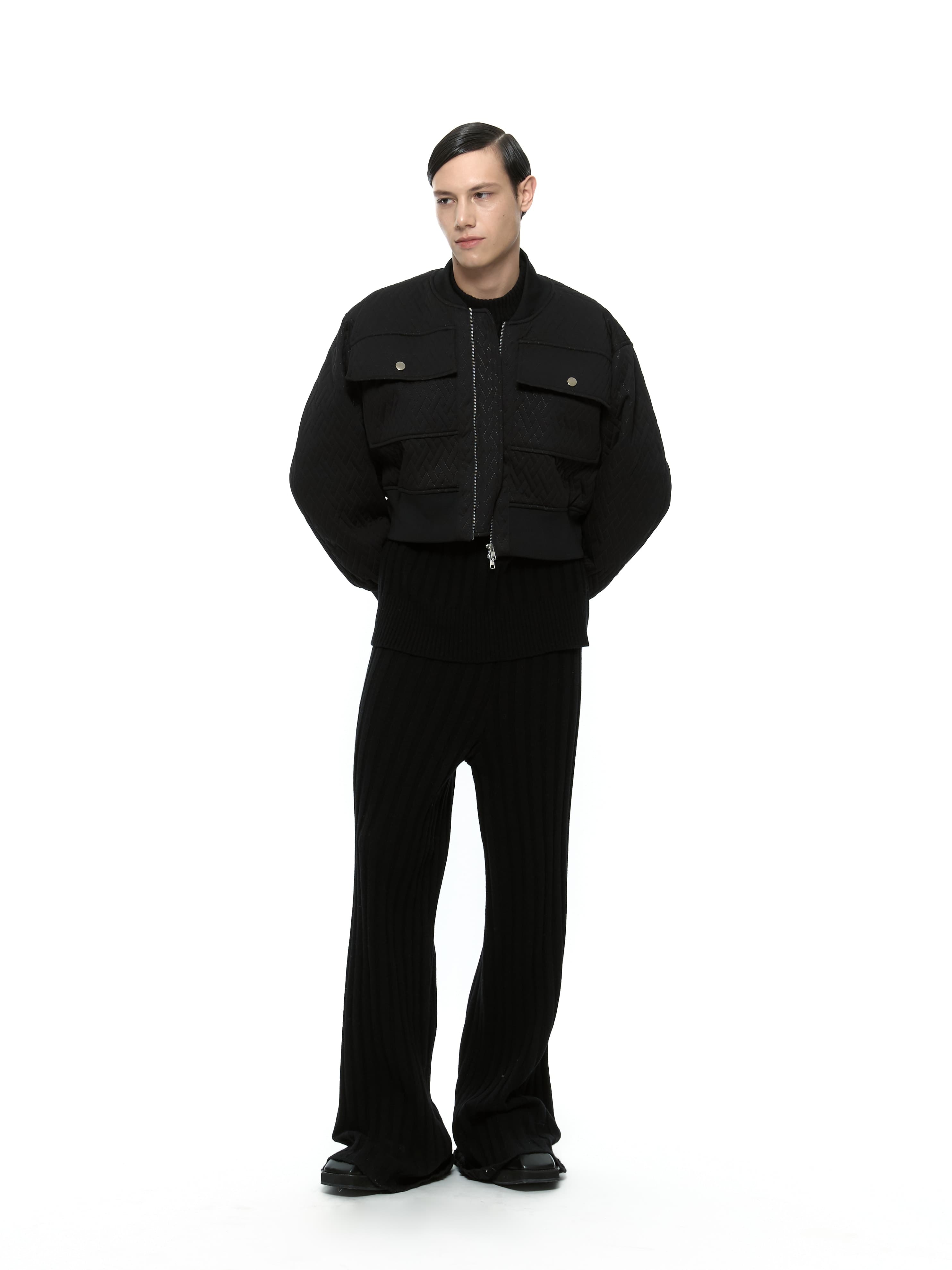 Quilted Crop Blouson Jacket (Black) — vue 12
