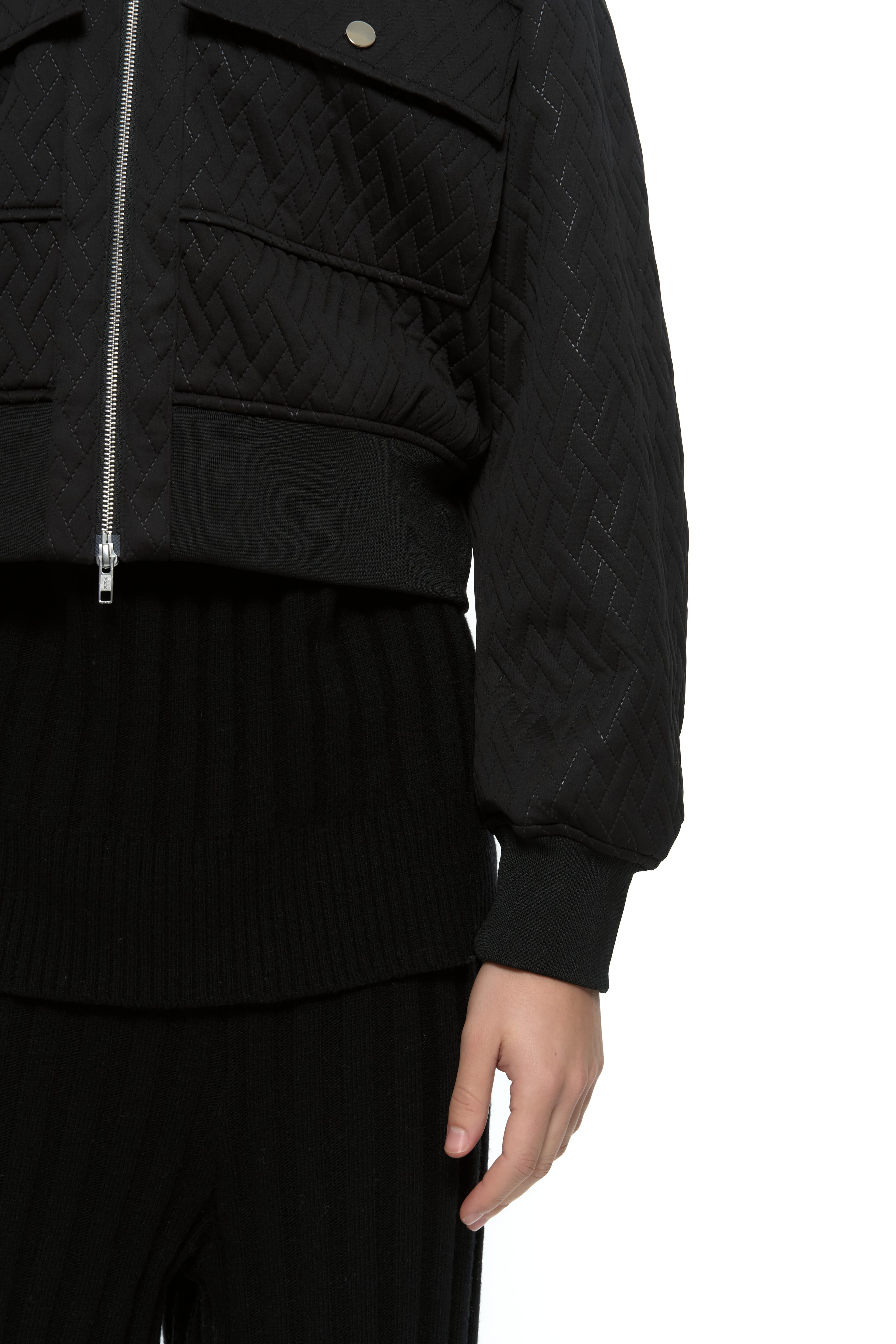 Quilted Crop Blouson Jacket (Black) — vue 14