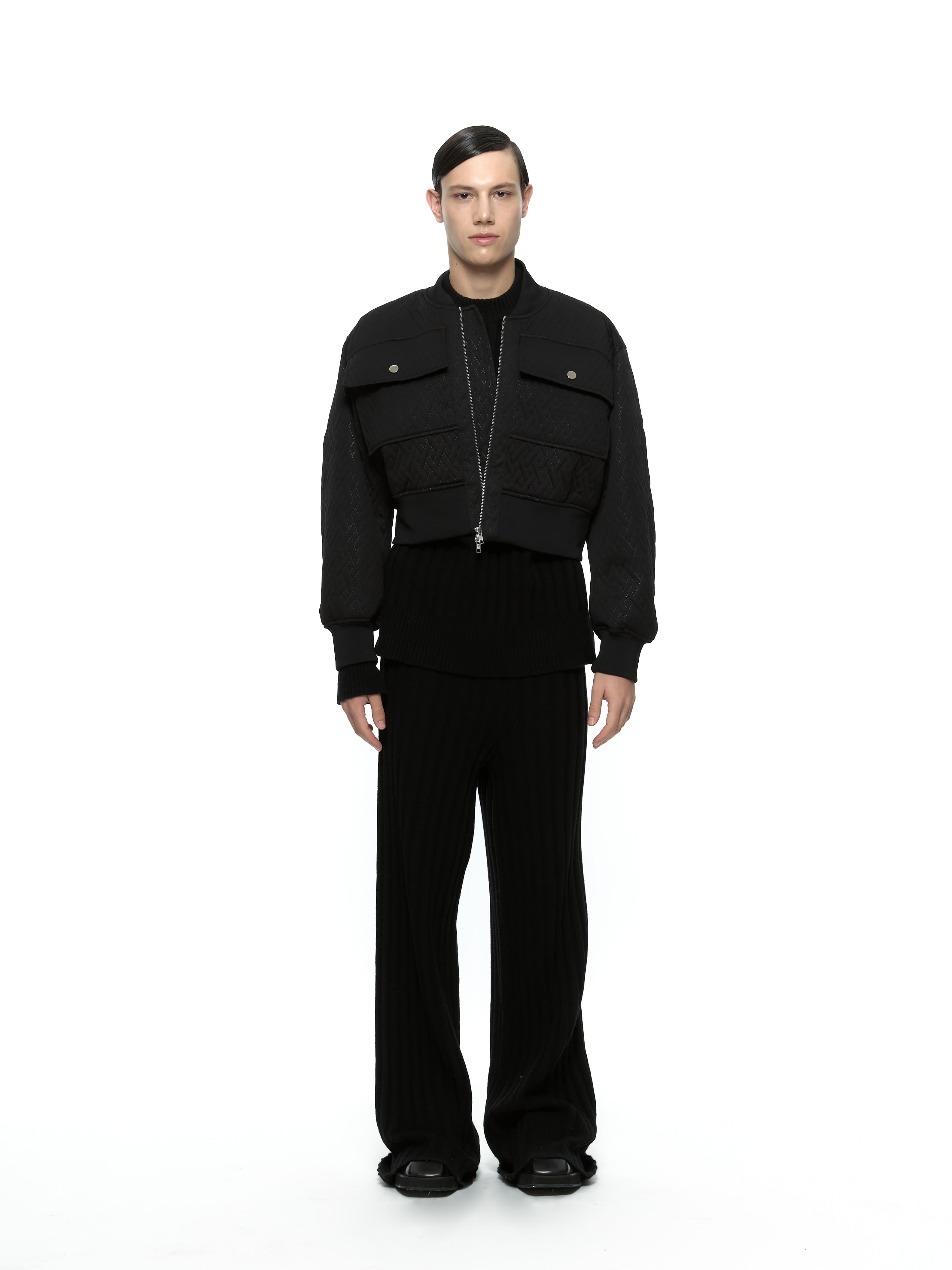 Quilted Crop Blouson Jacket (Black) — vue 6