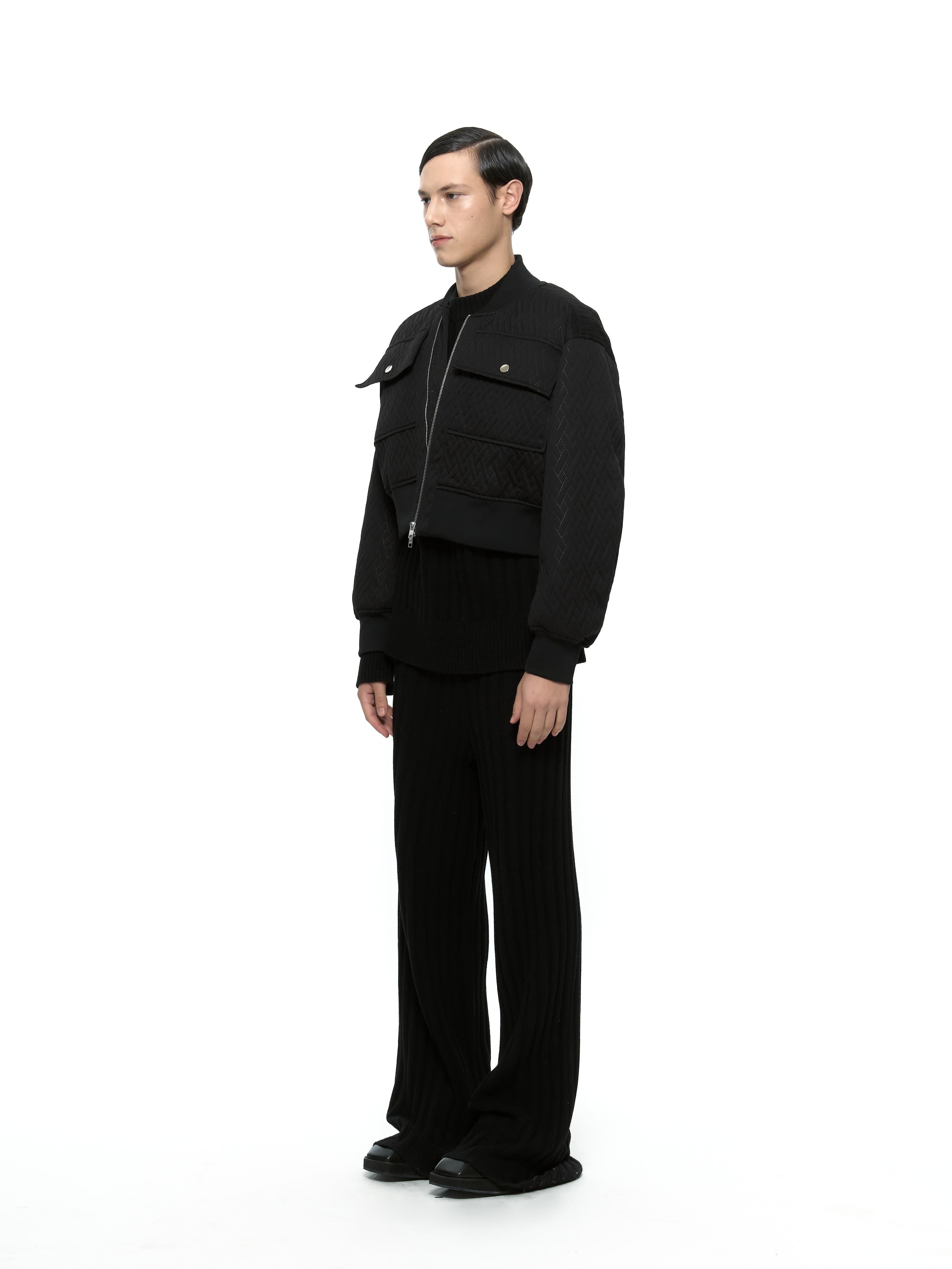 Quilted Crop Blouson Jacket (Black) — vue 7
