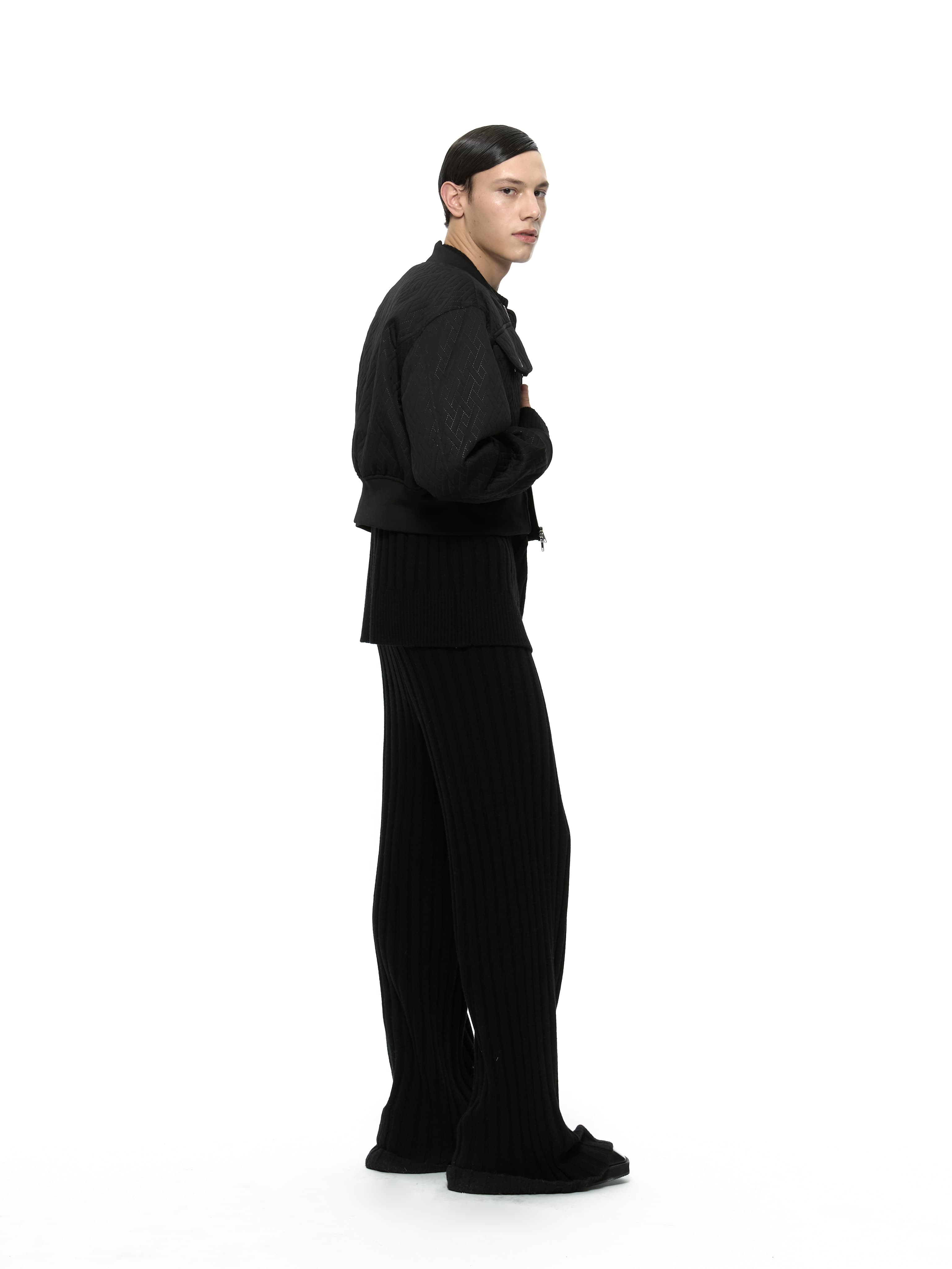 Quilted Crop Blouson Jacket (Black) — vue 10