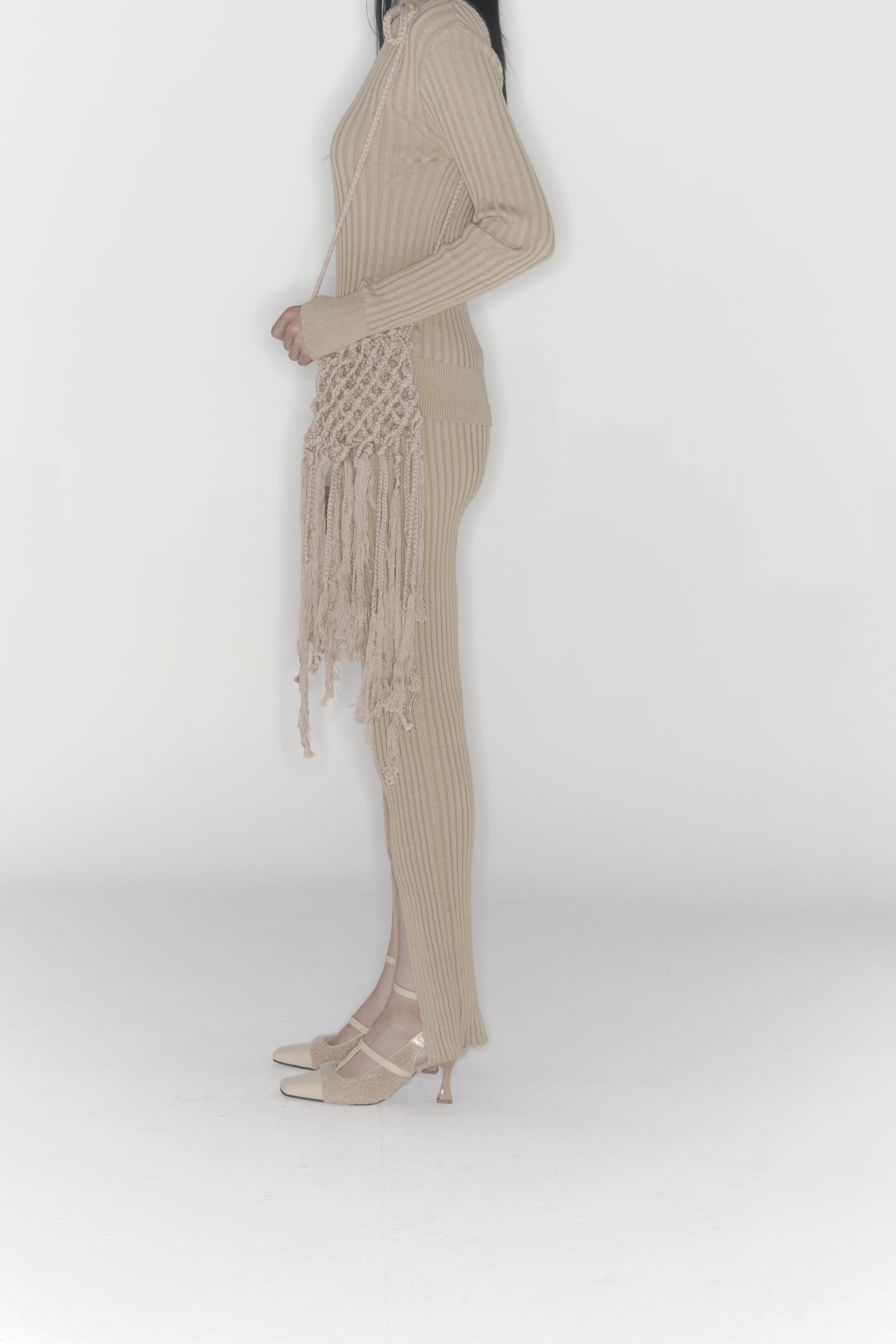 Ribbed Knit Pants (Beige) — vue 13