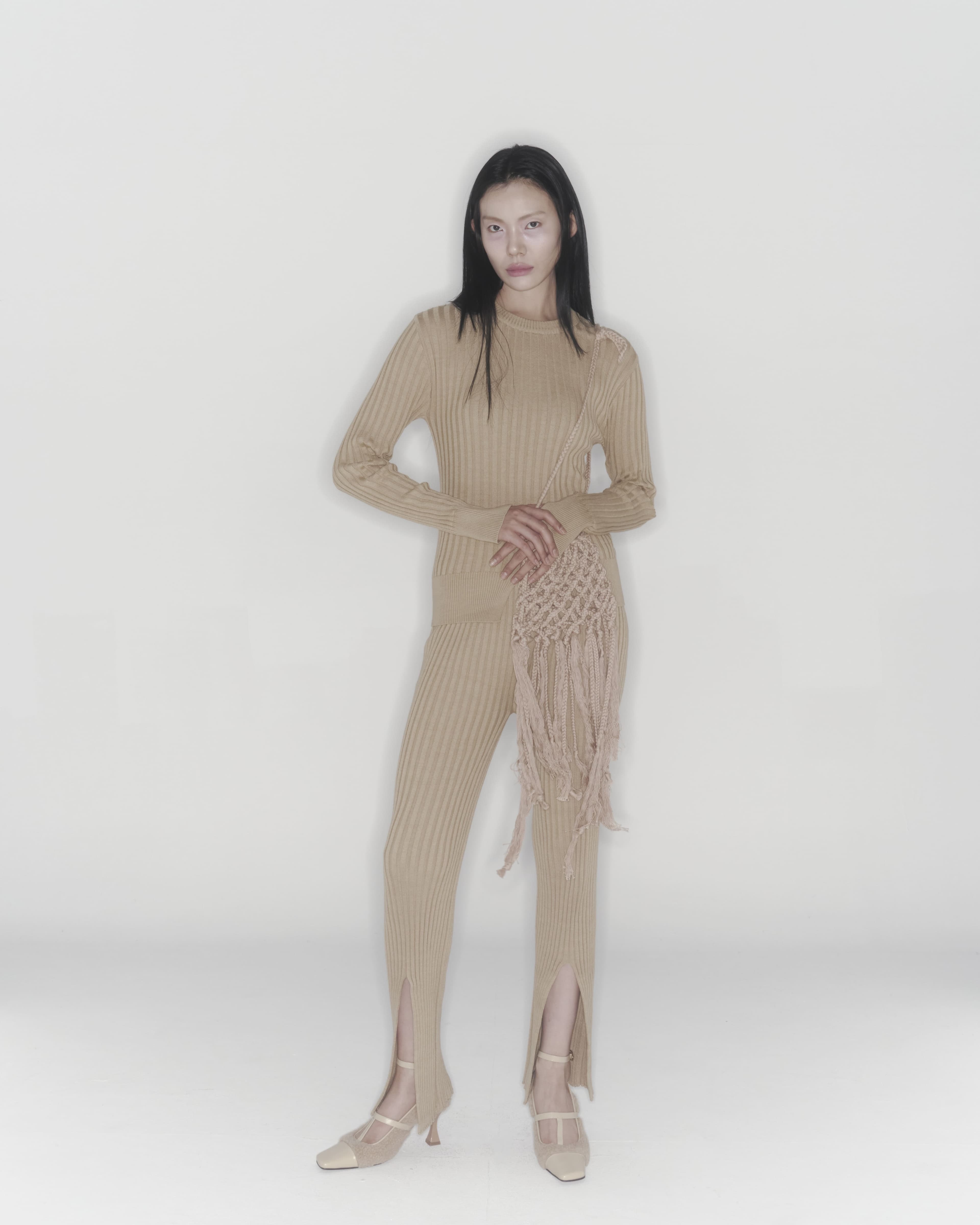 Ribbed Knit Pants (Beige) — vue 10