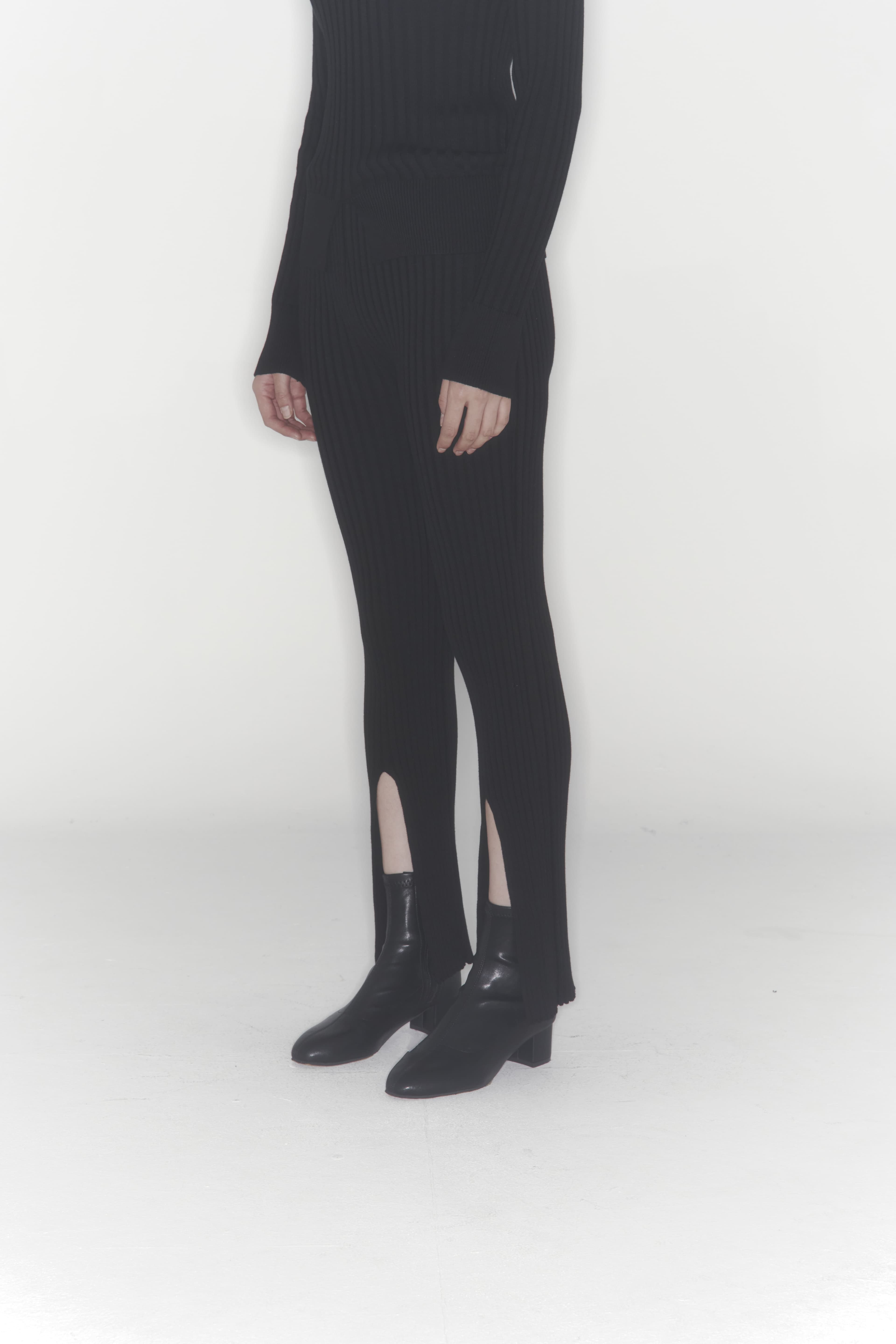 Ribbed Knit Pants (Black) — vue 2