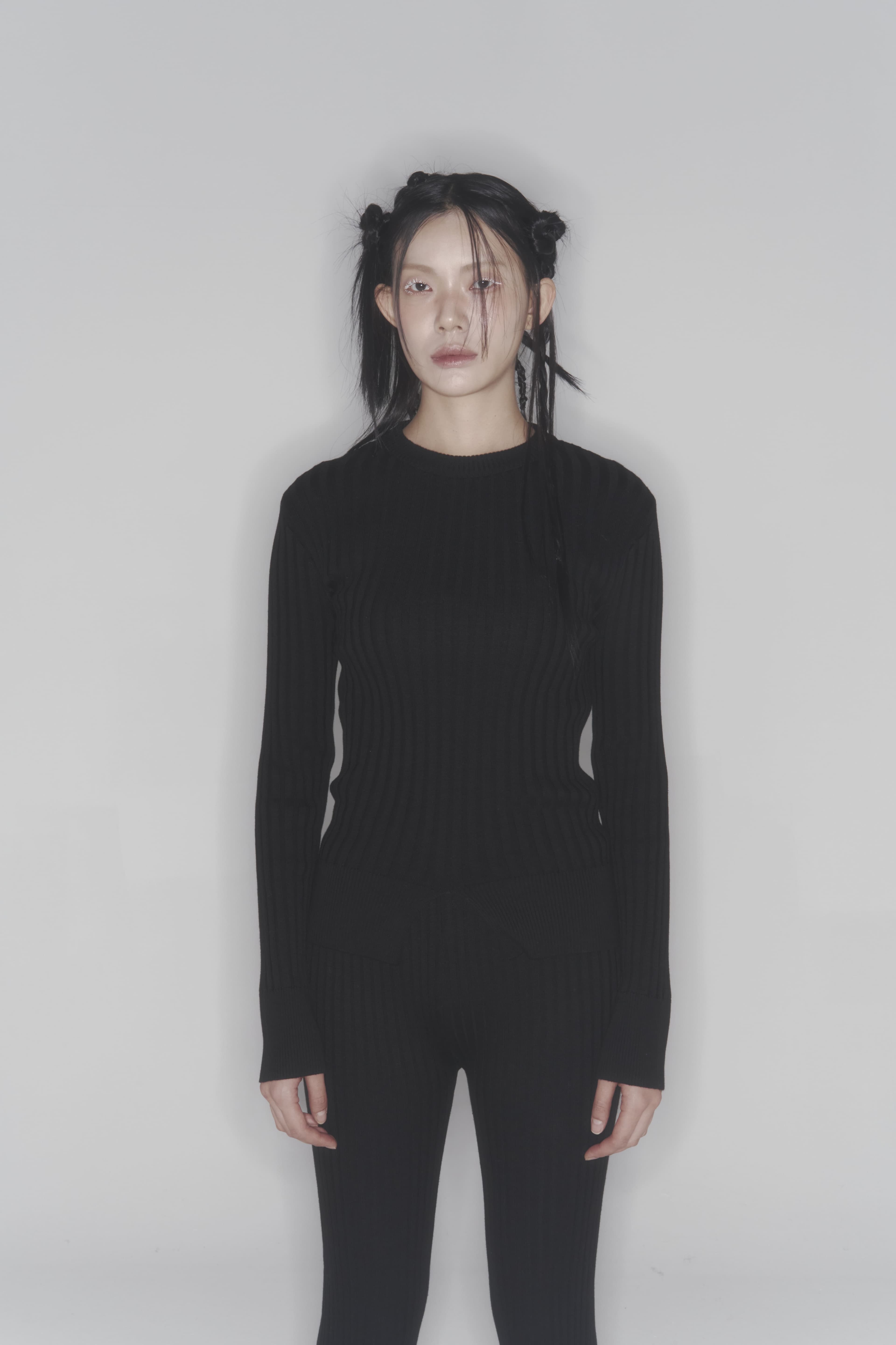 Ribbed Knit Pants (Black) — vue 25