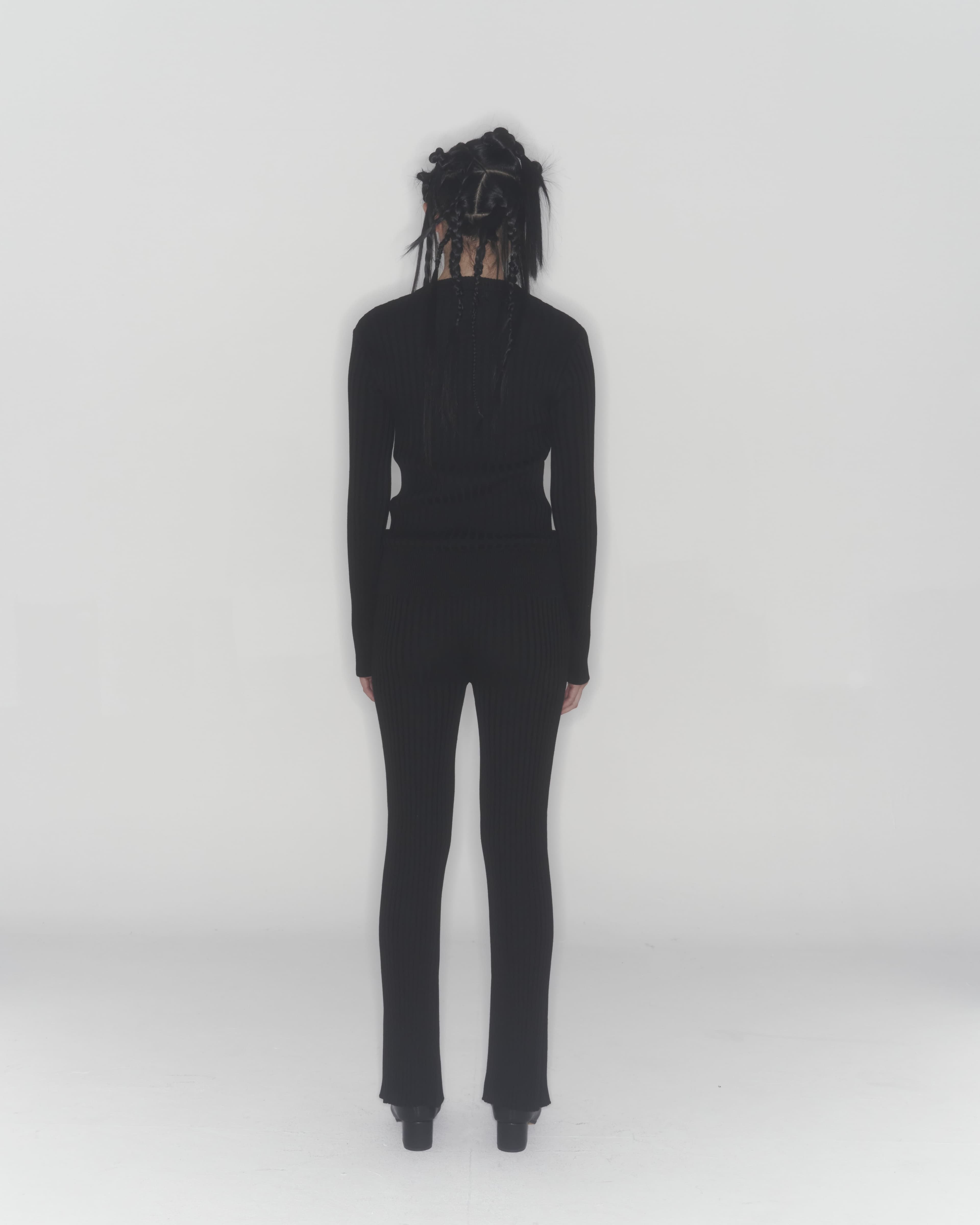 Ribbed Knit Pants (Black) — vue 7