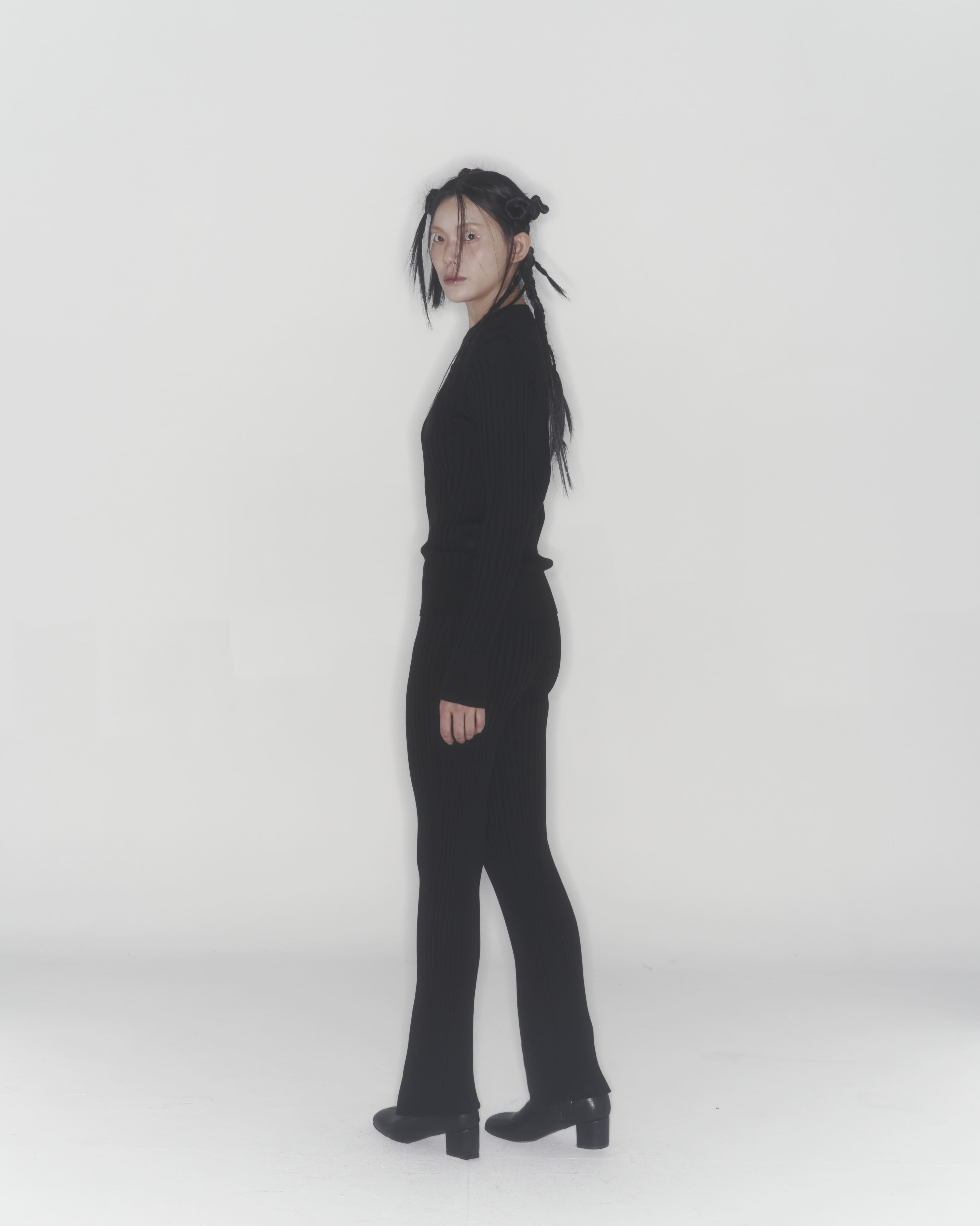 Ribbed Knit Pants (Black) — vue 8
