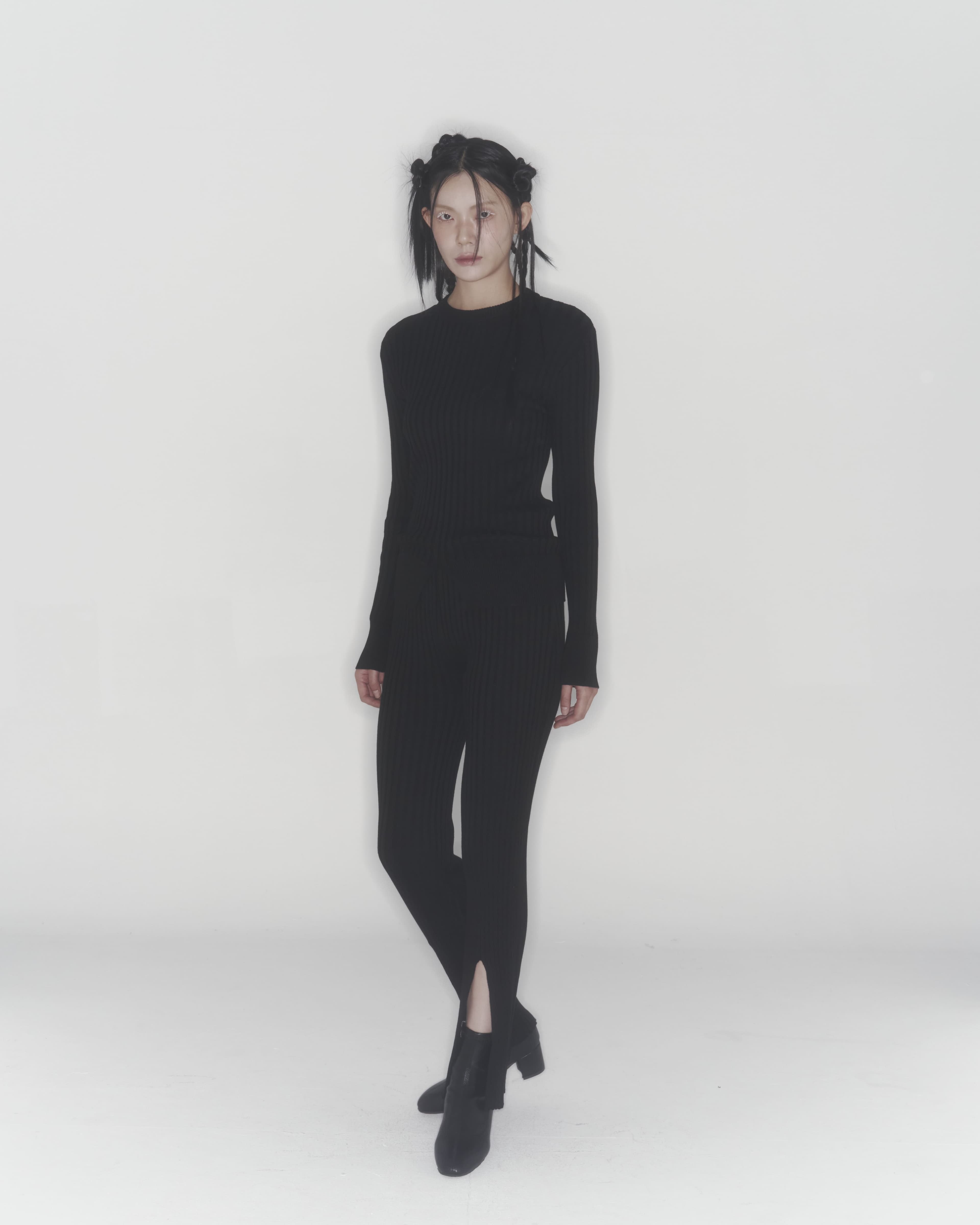 Ribbed Knit Pants (Black) — vue 9