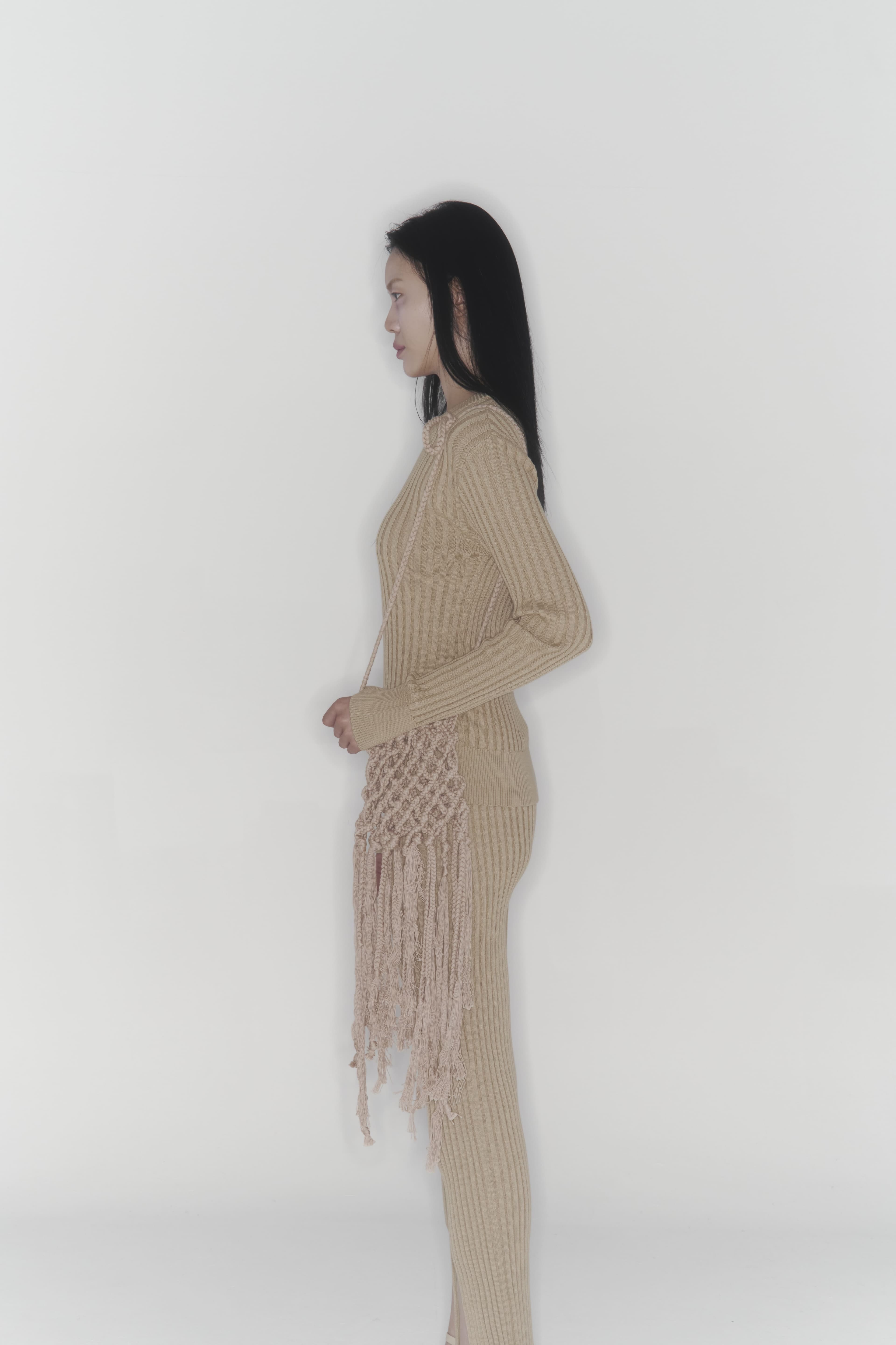 Ribbed Knit Sweater (Beige) — vue 12
