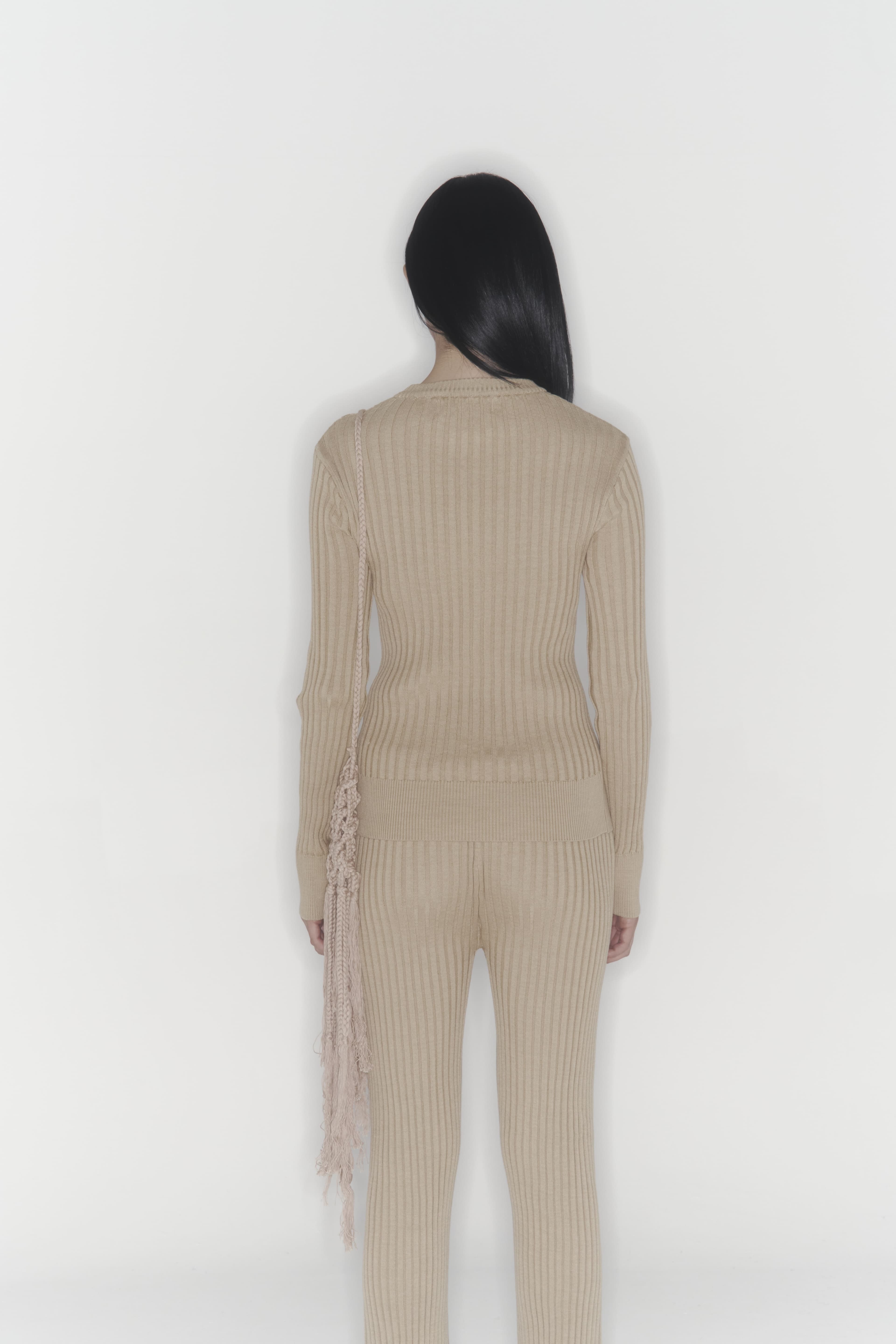 Ribbed Knit Sweater (Beige) — vue 17