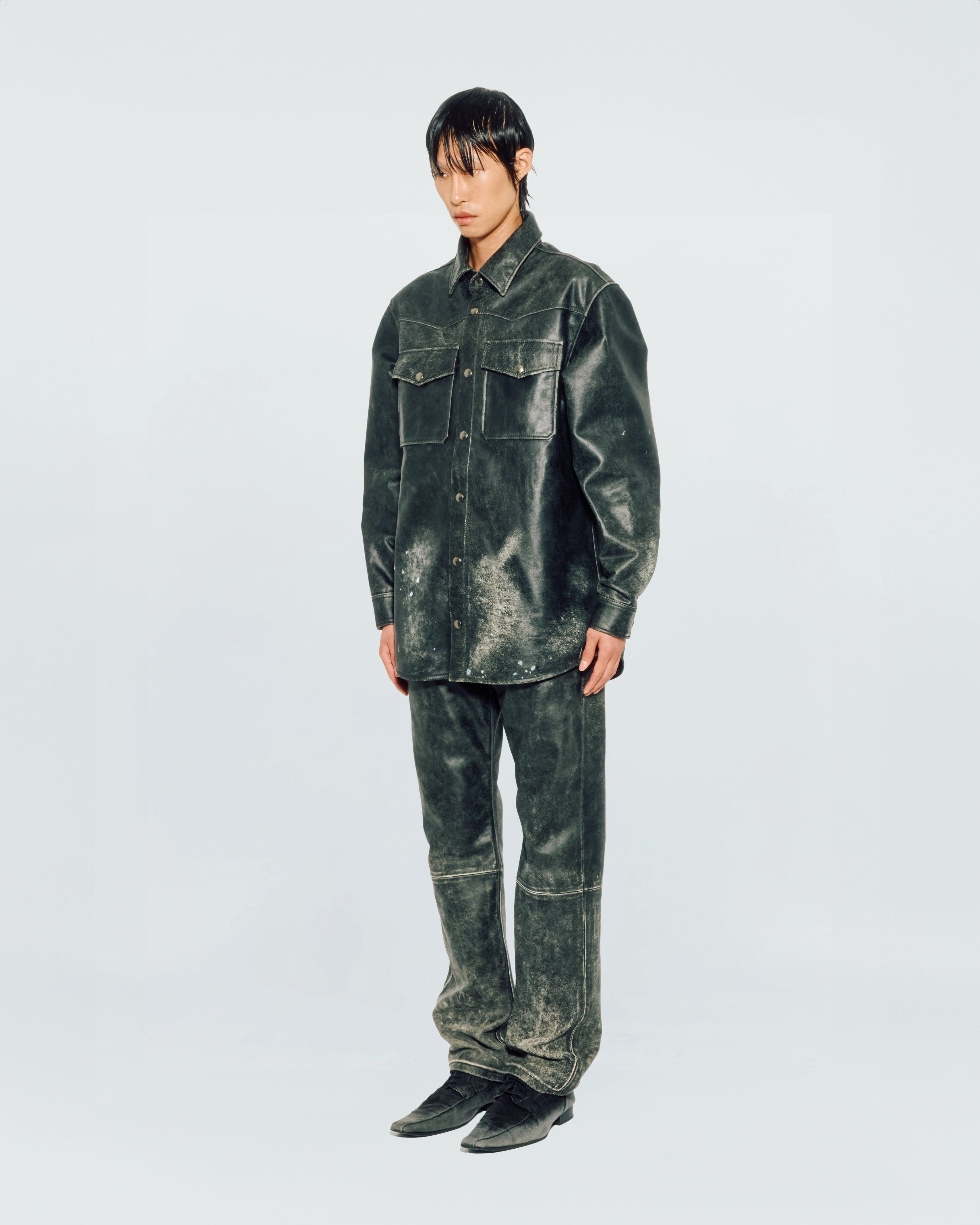 Black Leather Printed Shirt — vue 4