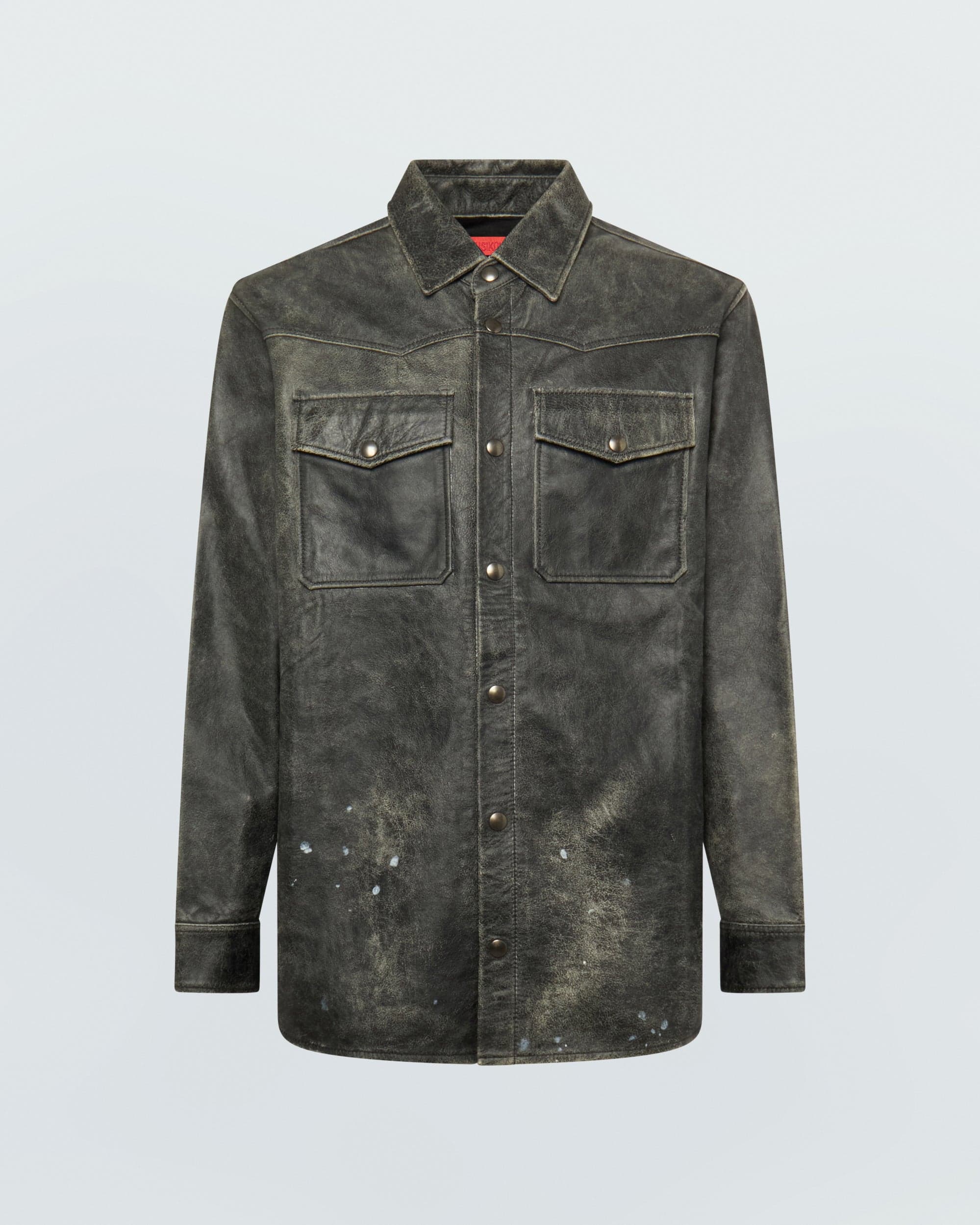 Black Leather Printed Shirt