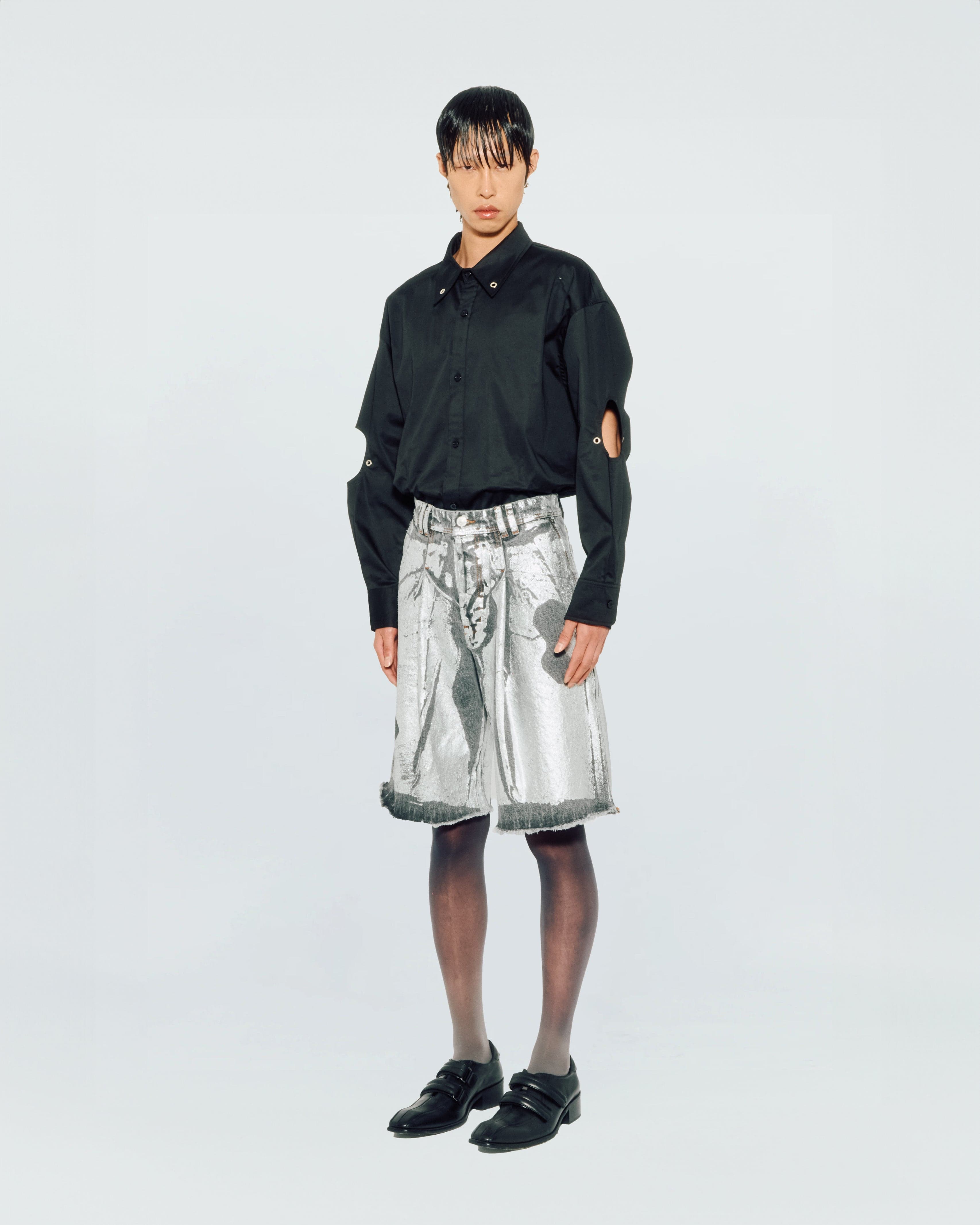 Silver Wash Denim Shorts — vue 4