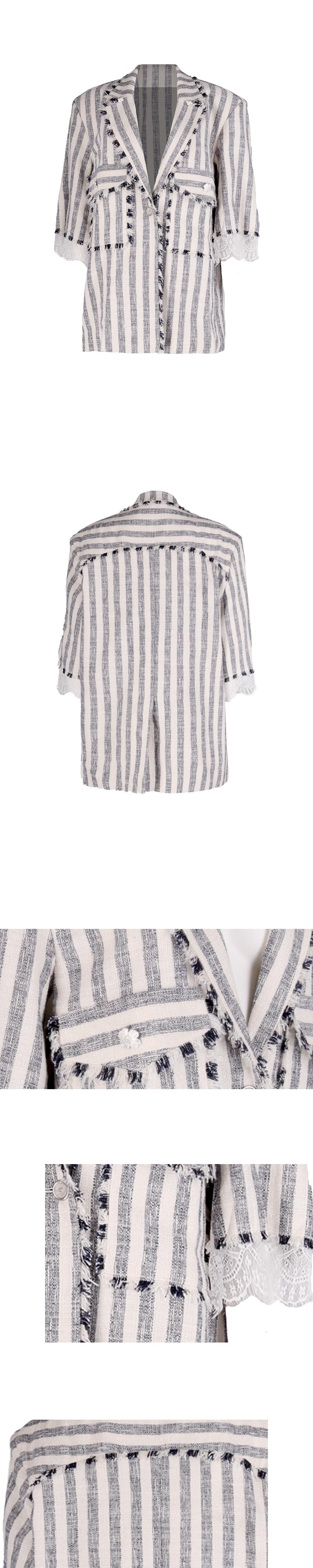 26SS Gray Striped Pattern Half Sleeve Jacket — vue 4