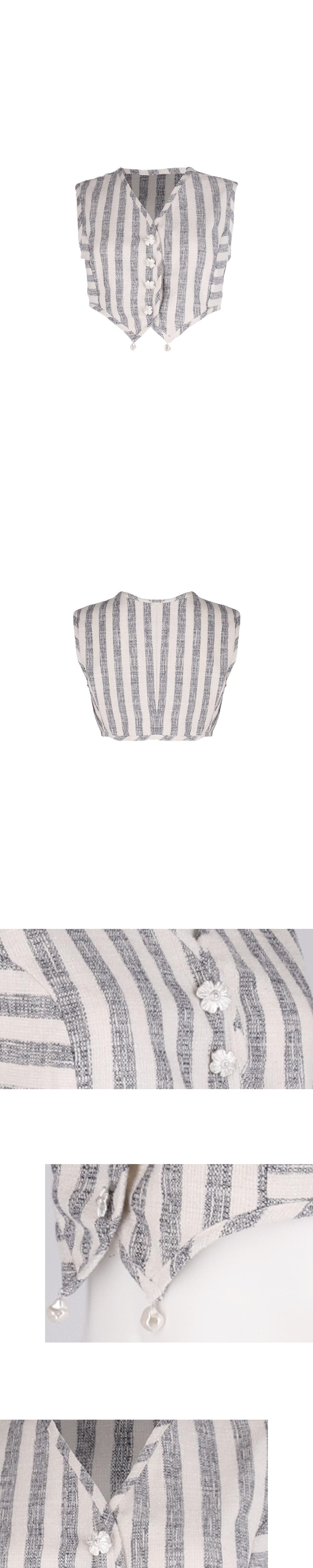 26SS Gray Striped Pattern Crop Vest — vue 4