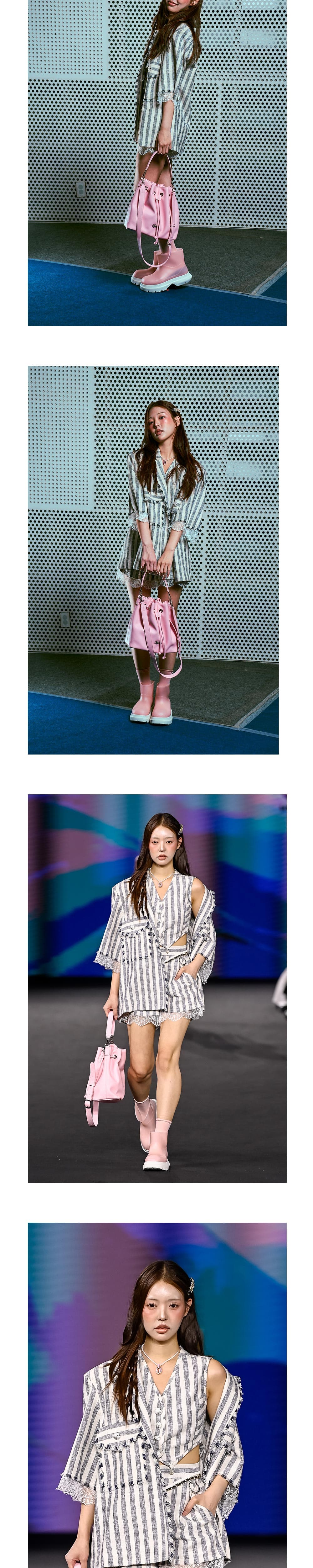 26SS Gray Striped Pattern Crop Vest — vue 6