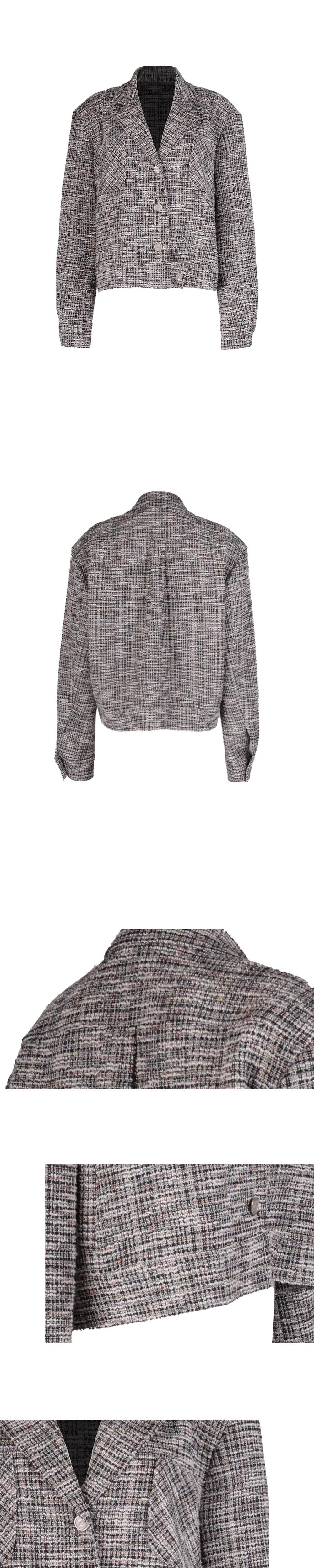 26SS Gray Tailored Collar Tweed Crop Jacket — vue 4