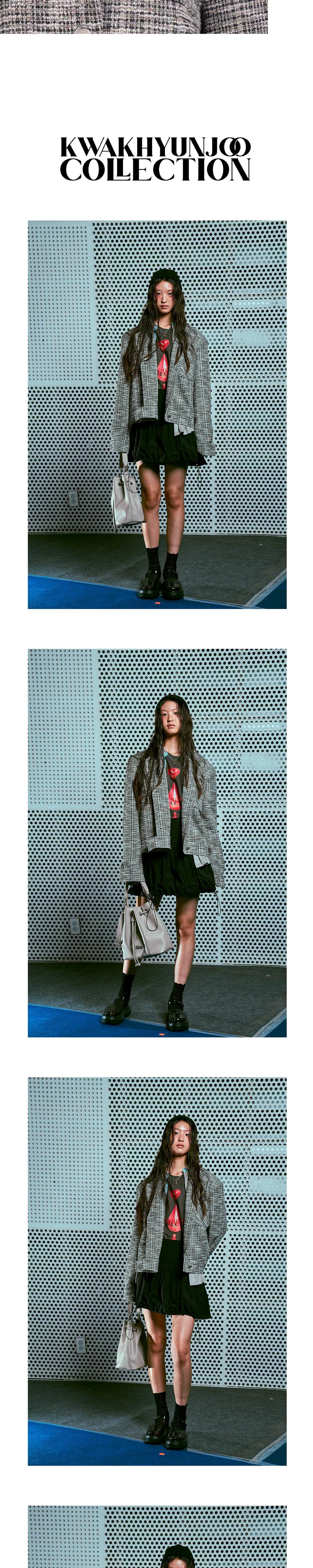 26SS Gray Tailored Collar Tweed Crop Jacket — vue 5