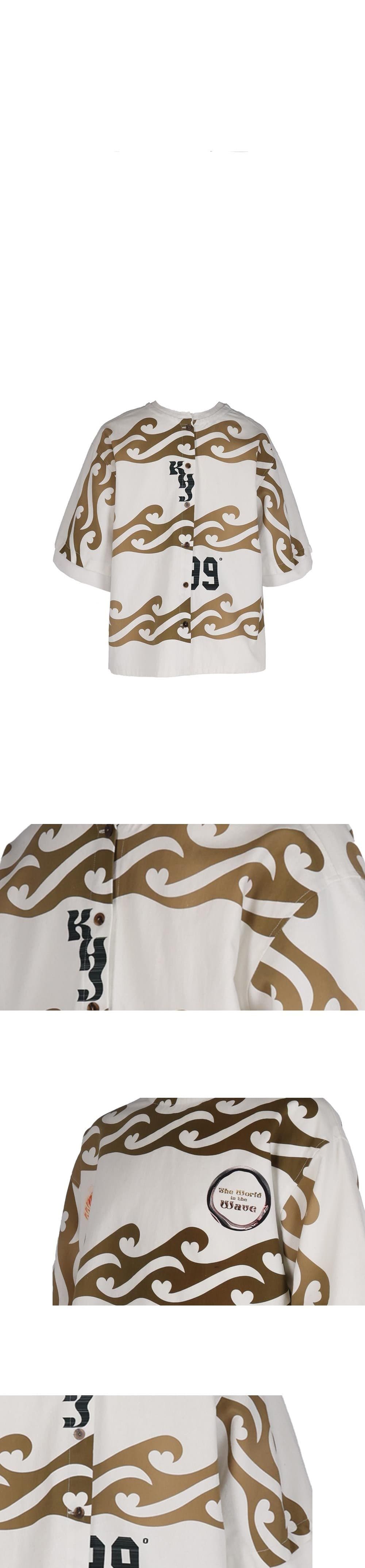 26SS Brown Heart Wave Printing Shirt — vue 4