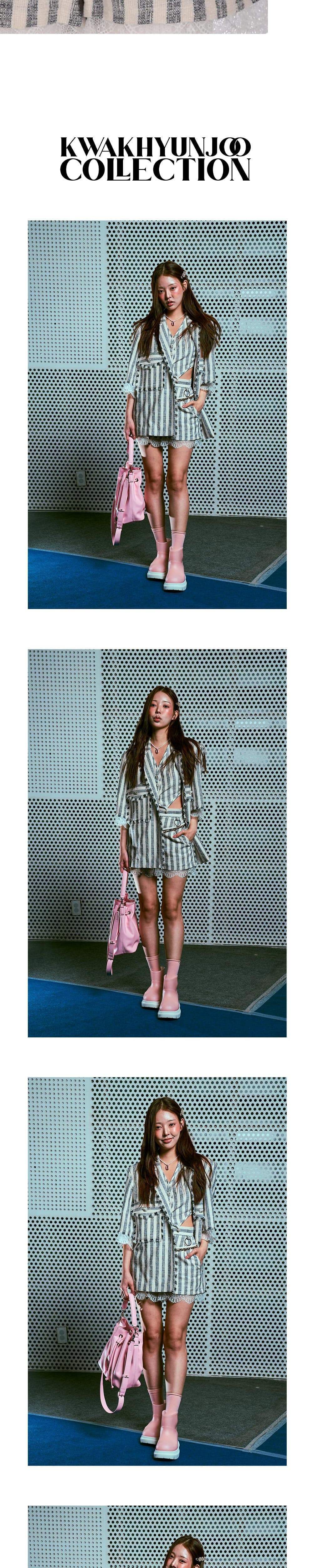 26SS Gray Striped Pattern Short Pants — vue 5