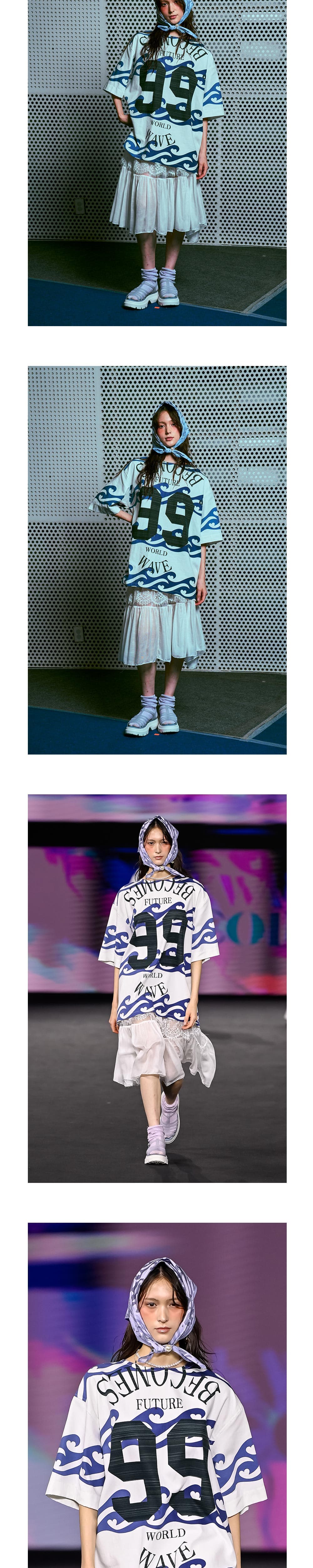 26SS Blue Heart Wave 99 Printing Shirt — vue 6
