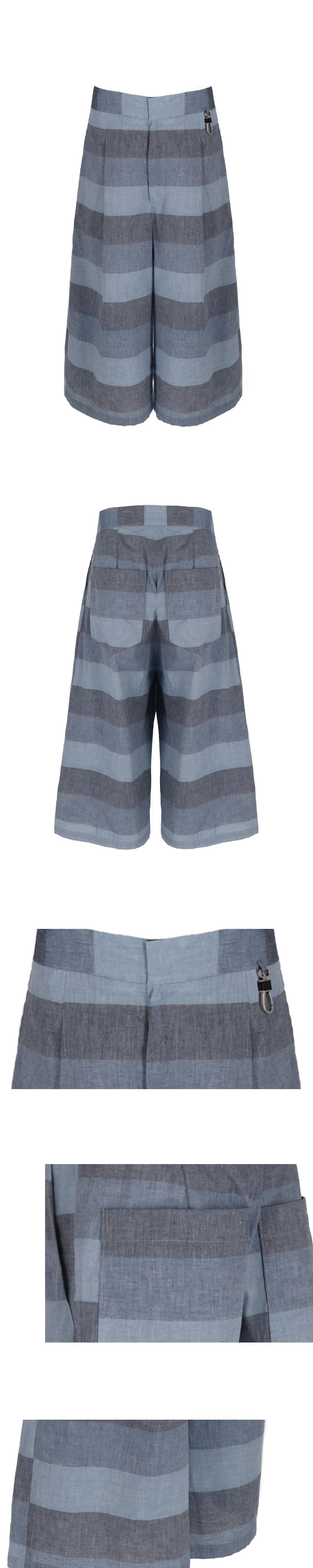 26SS Blue Striped Crop Pants — vue 4