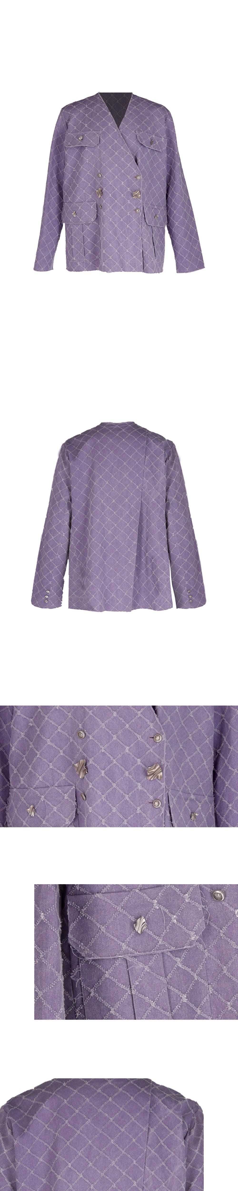 26SS Purple Cross Pattern V-Neck Denim Jacket — vue 4