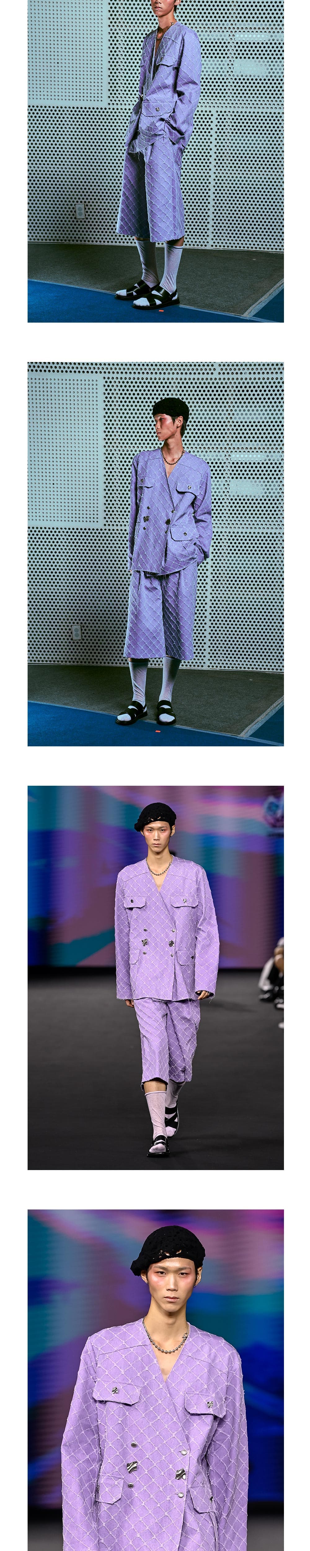 26SS Purple Cross Pattern V-Neck Denim Jacket — vue 6