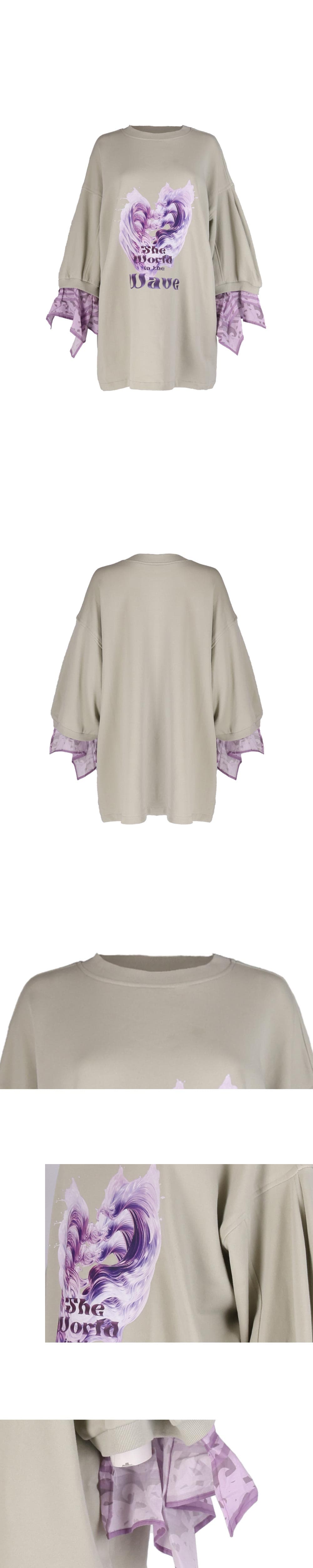26SS Purple Wave Layered Light Khaki Sweat One-Piece — vue 4