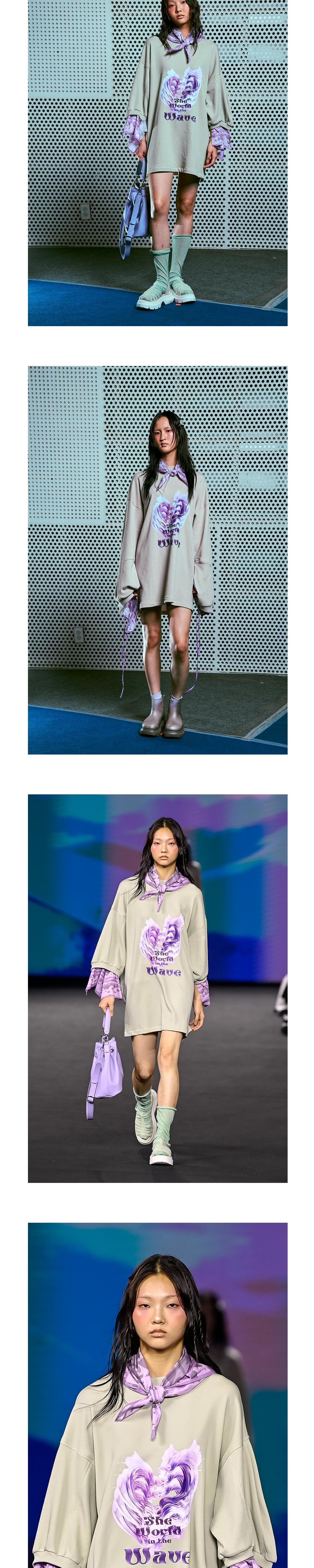 26SS Purple Wave Layered Light Khaki Sweat One-Piece — vue 6