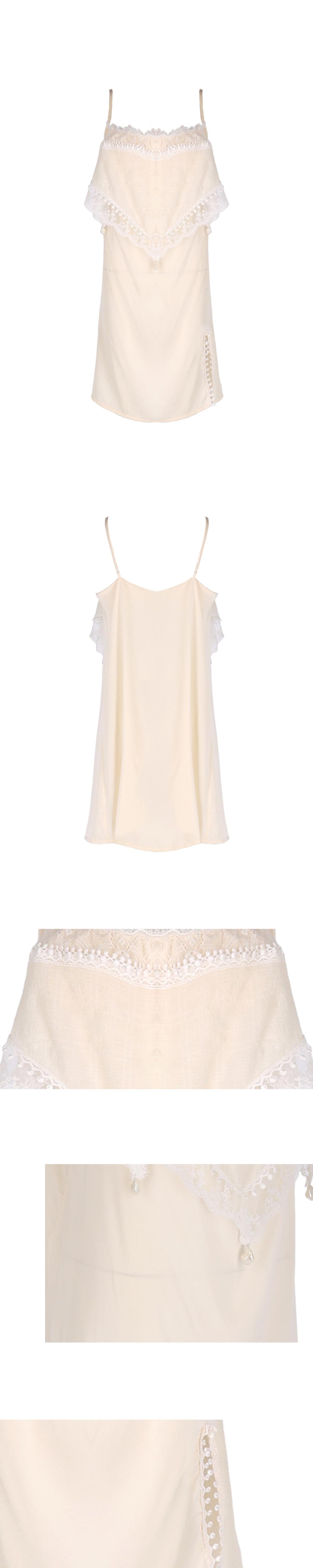 26SS Ivory Lace Pearl Satin Slip Dress — vue 4