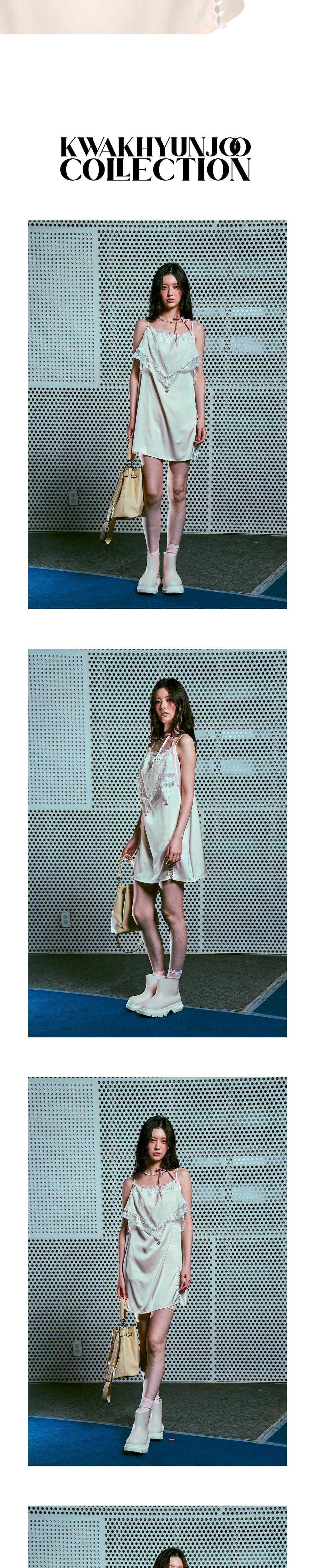 26SS Ivory Lace Pearl Satin Slip Dress — vue 5