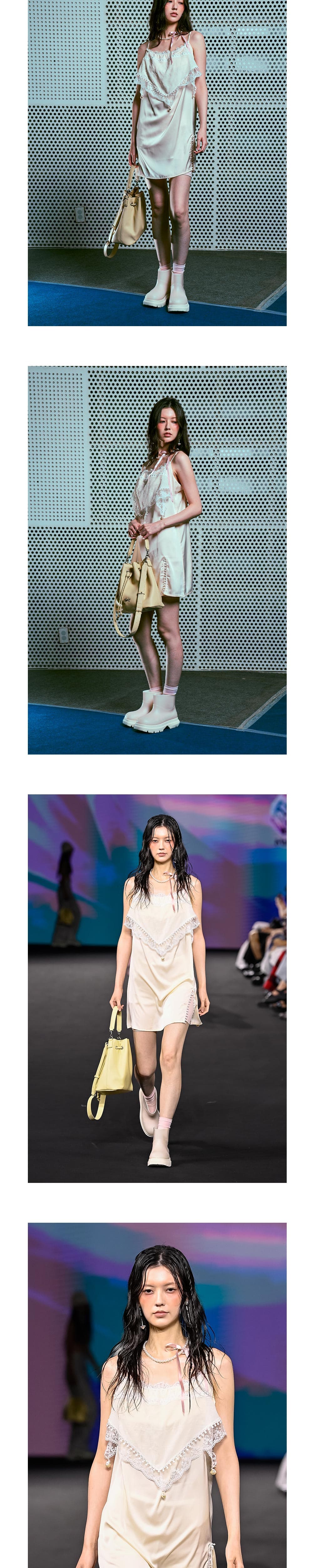 26SS Ivory Lace Pearl Satin Slip Dress — vue 6