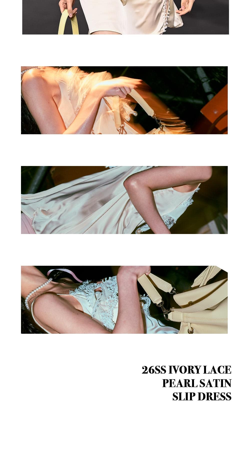 26SS Ivory Lace Pearl Satin Slip Dress — vue 7