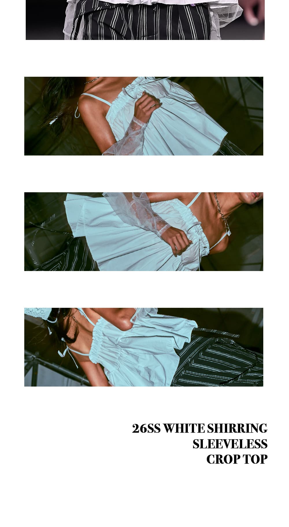 26SS White Shirring Sleeveless Crop Top — vue 7